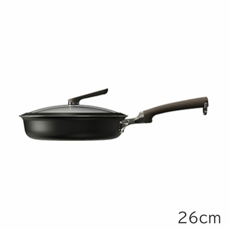 【人気】evercook DECO 26cmフライパン+ガラスふたセット (ブラック) ※11/12〜18より順次発送