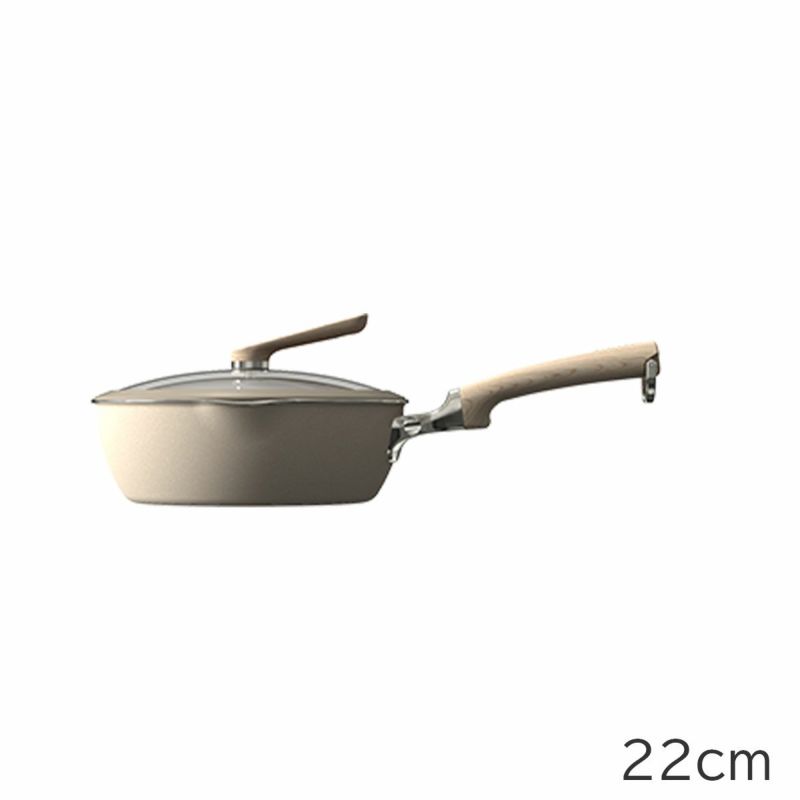 evercook DECO 22cmフライパン+ガラスふたセット (ベージュ) ※11/12〜18より順次発送