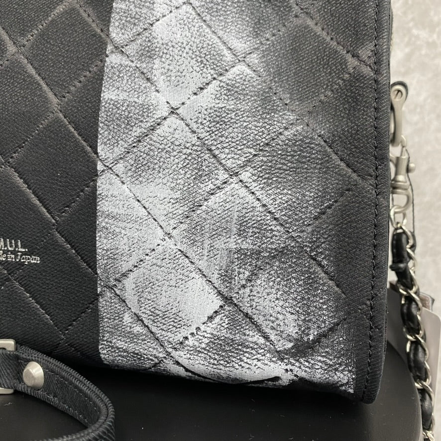 【MUL106-WH】キューブショルダー デニムレザーキルティング(ブラック) ホワイトライン ※10/29〜11/2より弊社事務所から順次発送