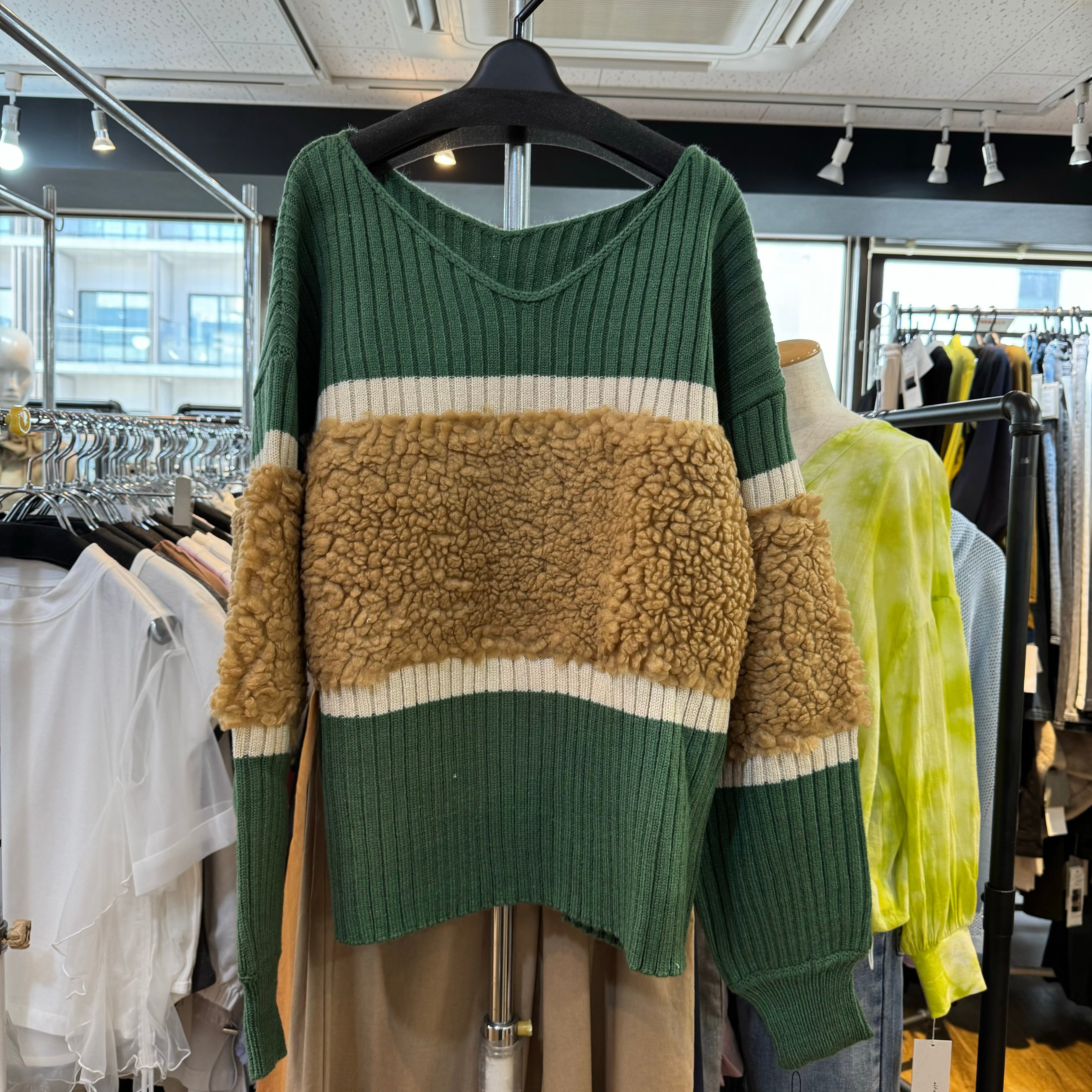 【PRIORITY】ラインモコモコニット -グリーン- 006 ※9/17~23より順次発送予定