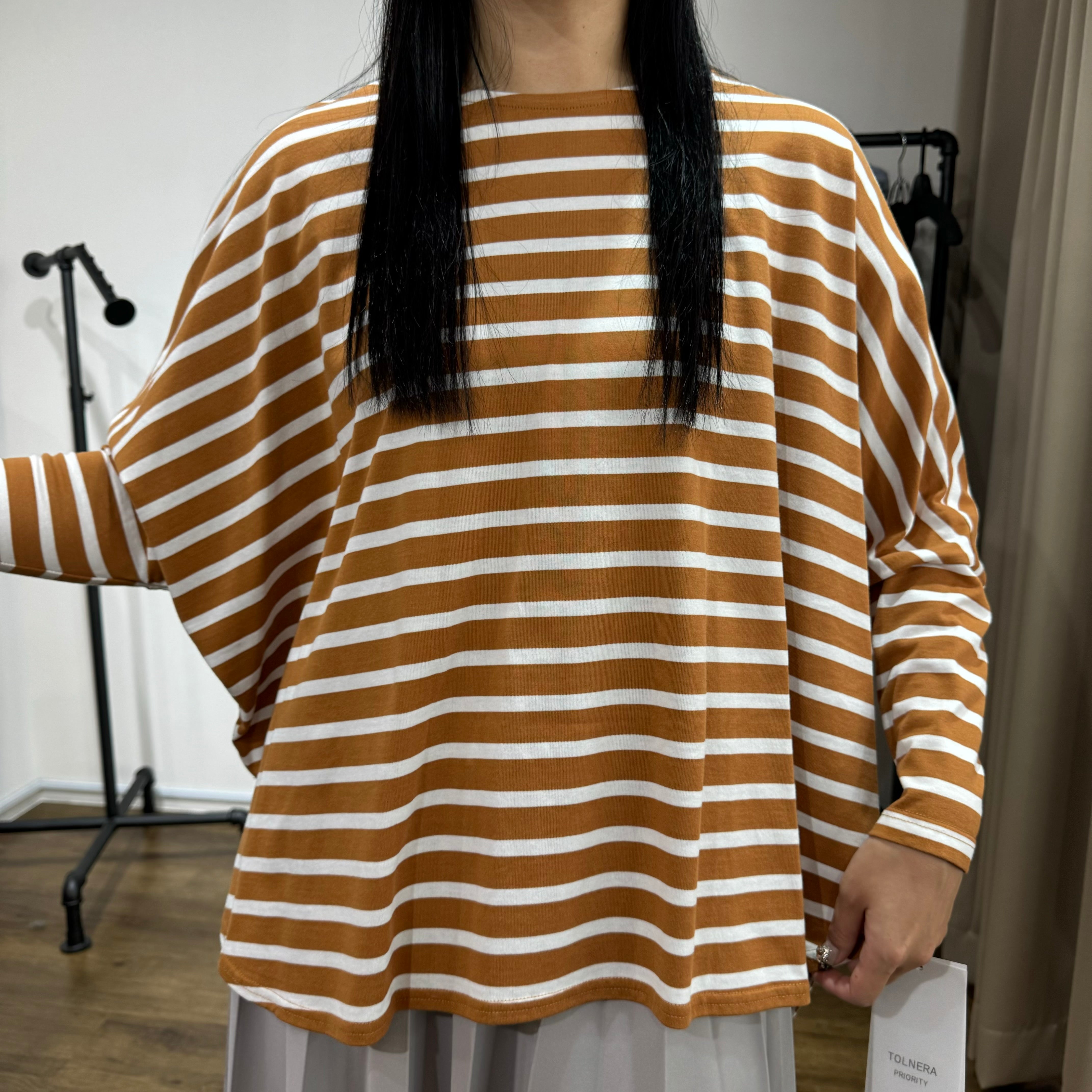 【PRIORITY】ボーダートップス -ブラウン- ※10/15〜21より順次配送予定