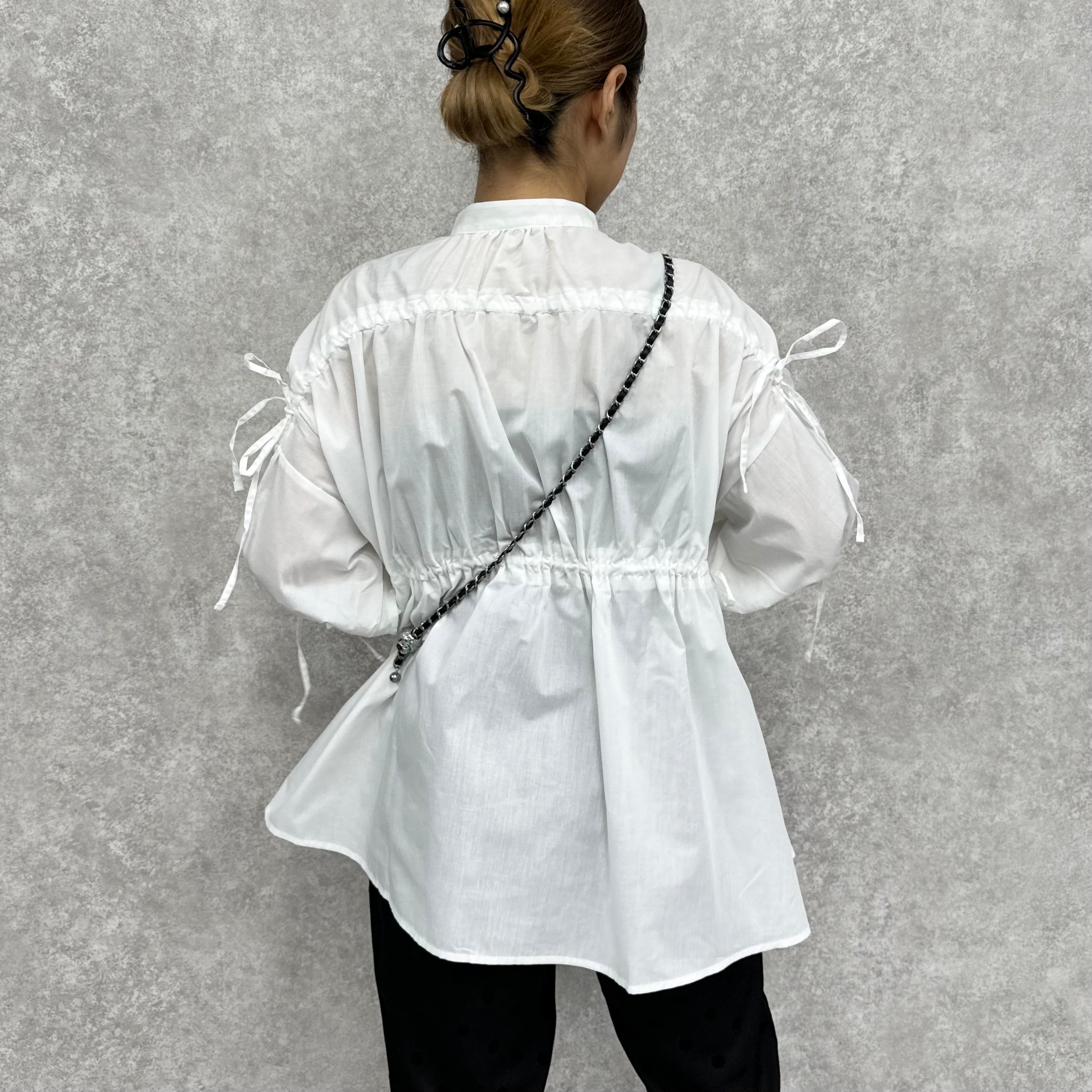 ギャザーリボンブラウス -ホワイト-  ※3/19〜25より順次発送予定
