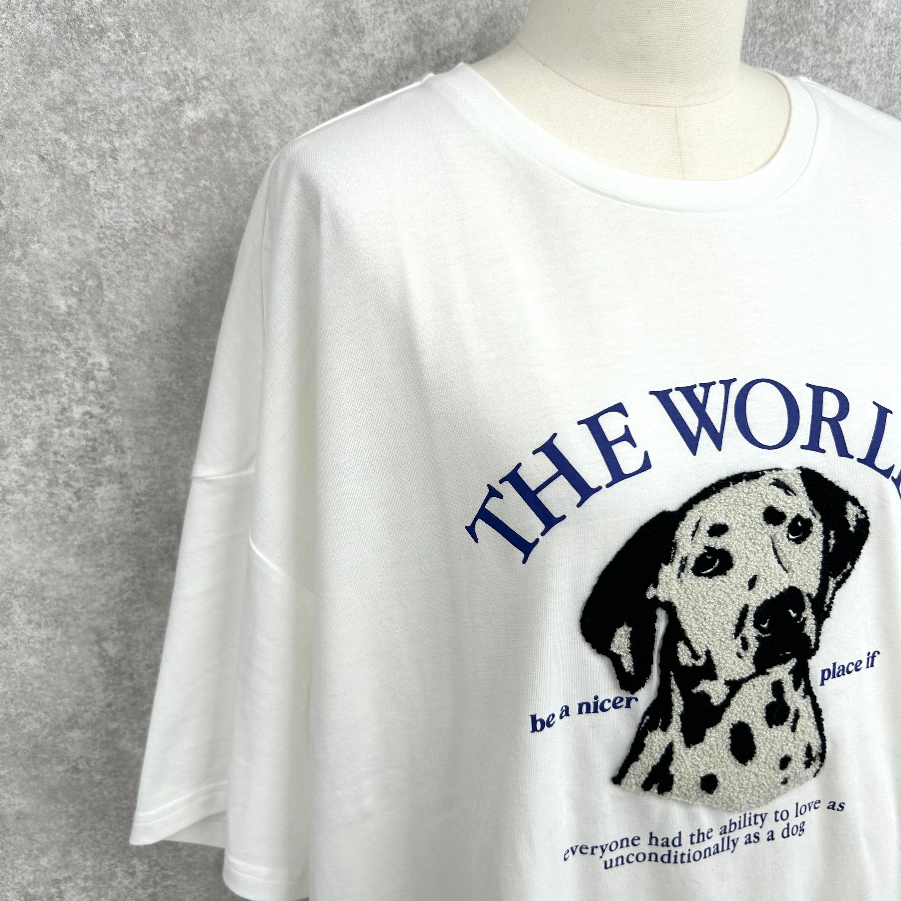 ダルメシアン刺繍&ロゴTシャツ -ホワイト- ※8/6〜12より配送予定