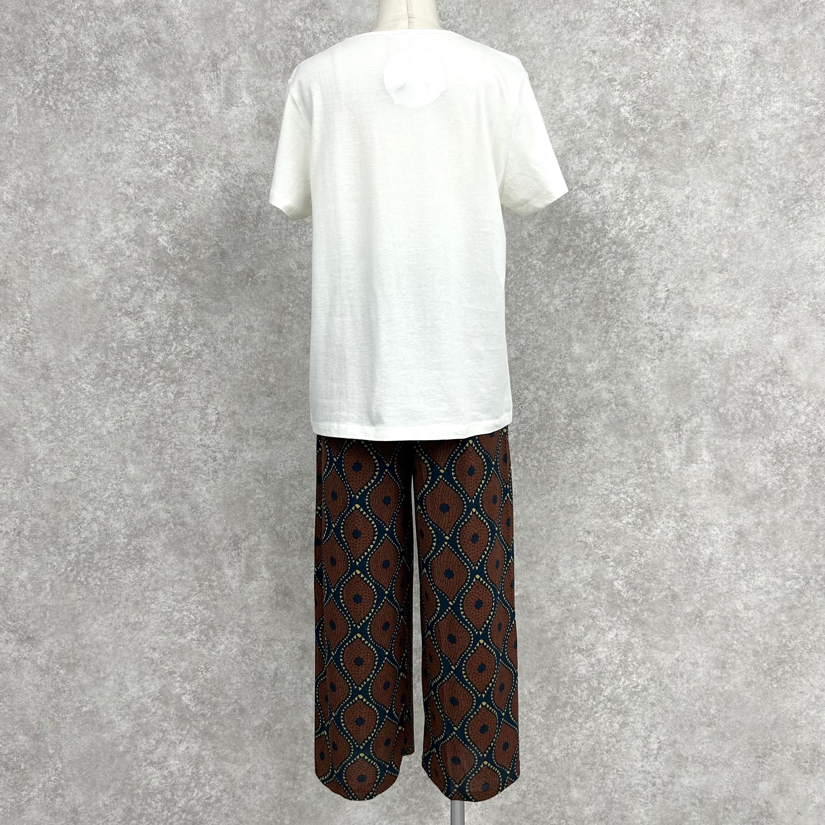 英字プリントパジャマ上下SET -オフホワイト×レンガ- ※7/23〜29迄に順次発送予定