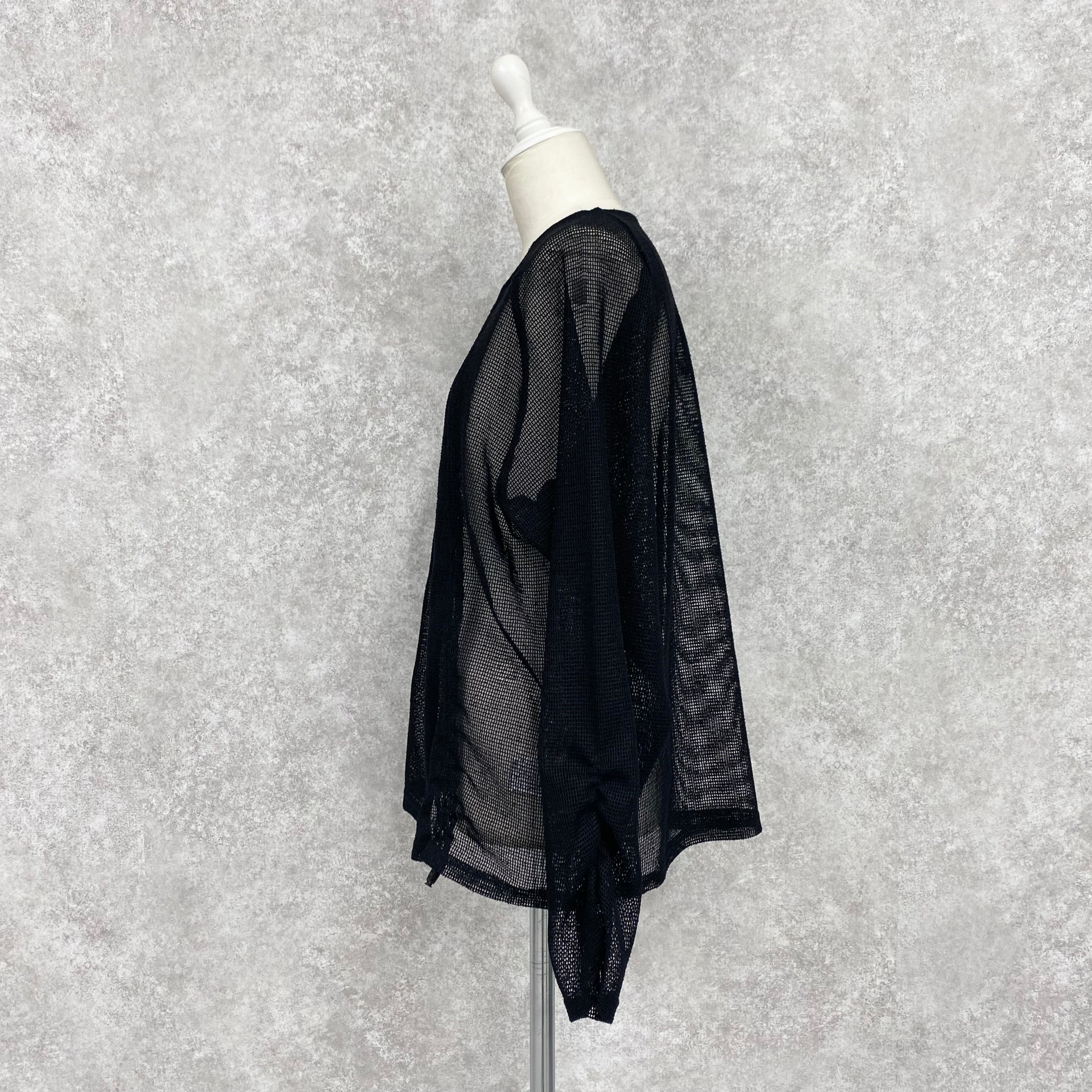 【ASYMM】TWIST LINE MESH TOPS -black-