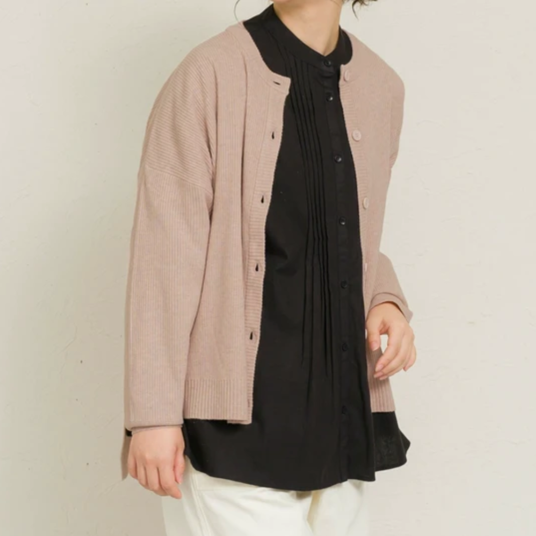もちもちリブニットオーバーサイズカーディガン ピンク ※10/28~11/2頃より順次配送予定