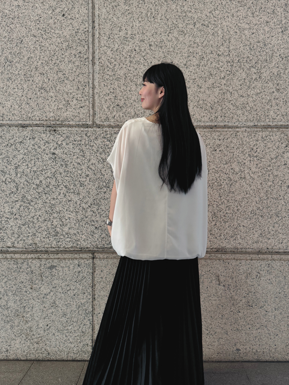 【ASYMM】MISTY CHIFFON BLOUSE -white-