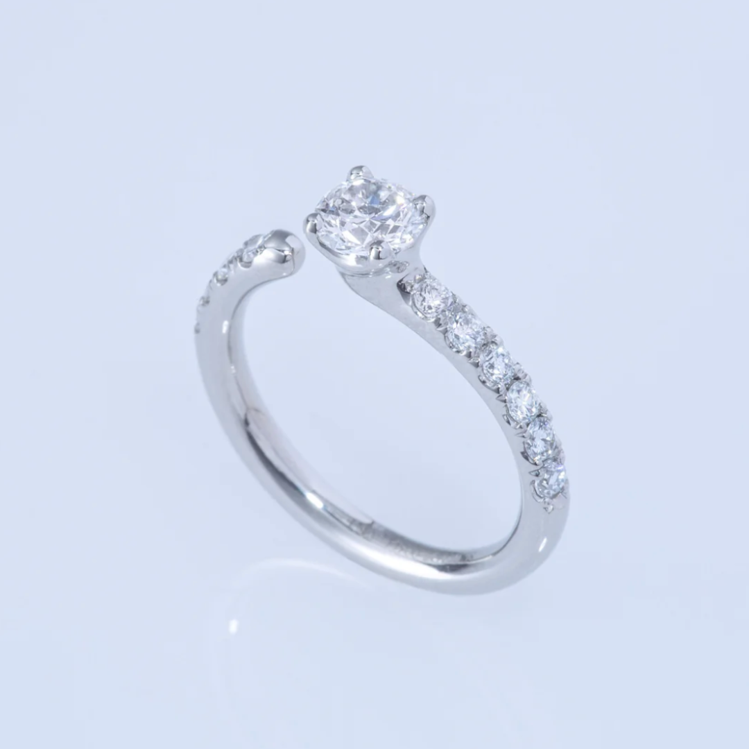 【ENEY】ワン PT900 ラウンド 0.5カラット ハーフエタニティリング ※11月中旬より弊社事務所から発送