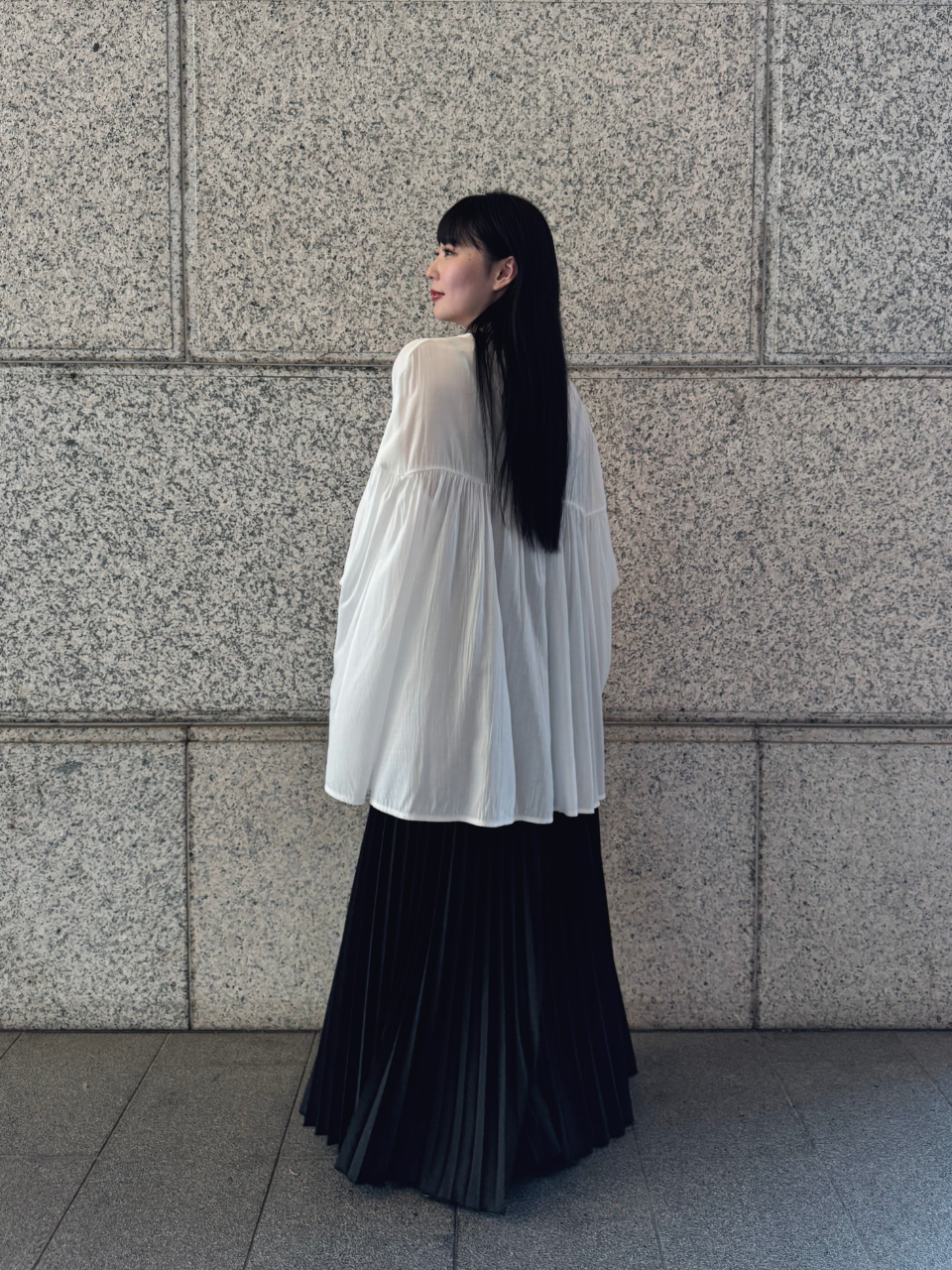 【ASYMM】COCOON FLOW SHIRT -white-