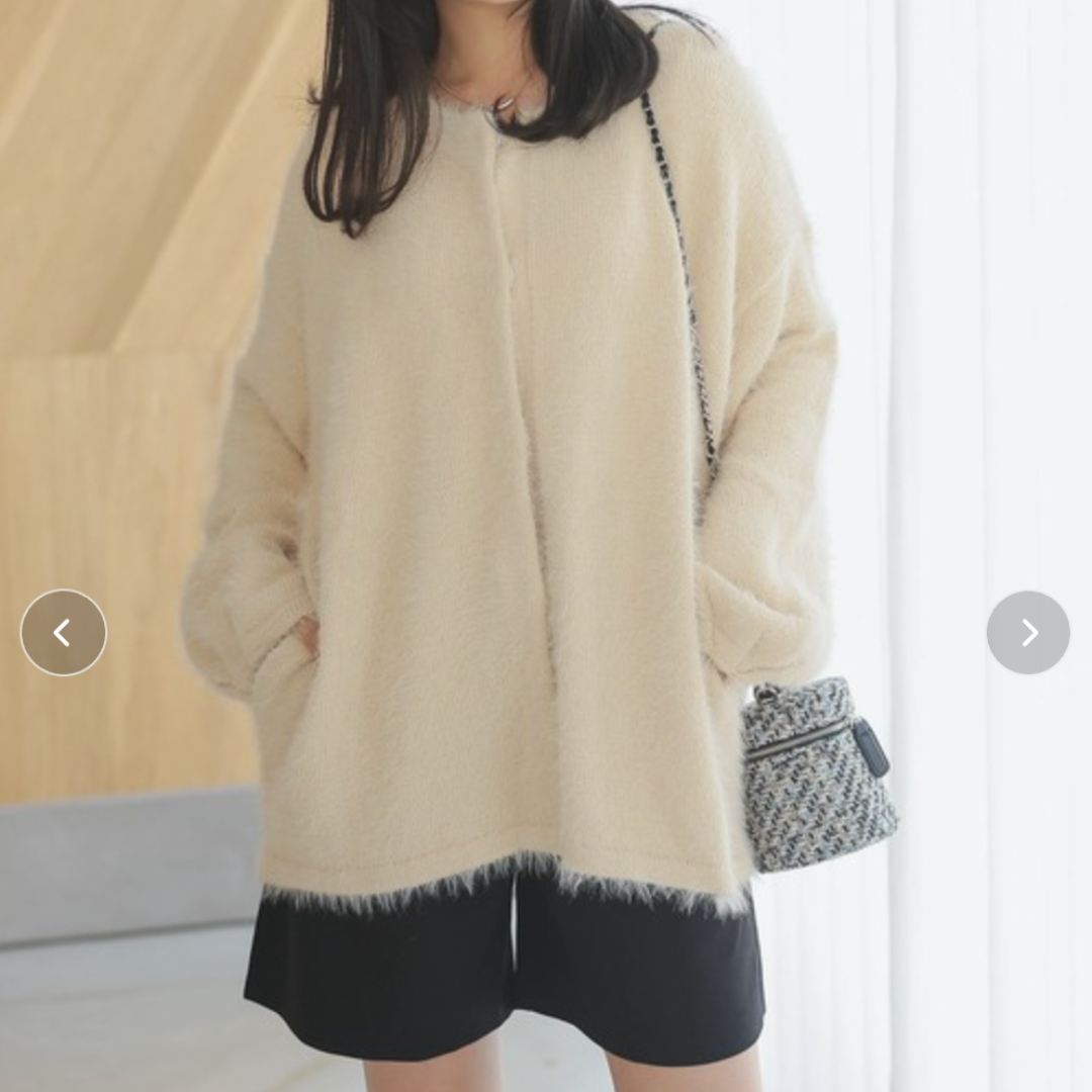 シャギーニットカーディガン -アイボリー- ※10/29〜11/4より順次配送