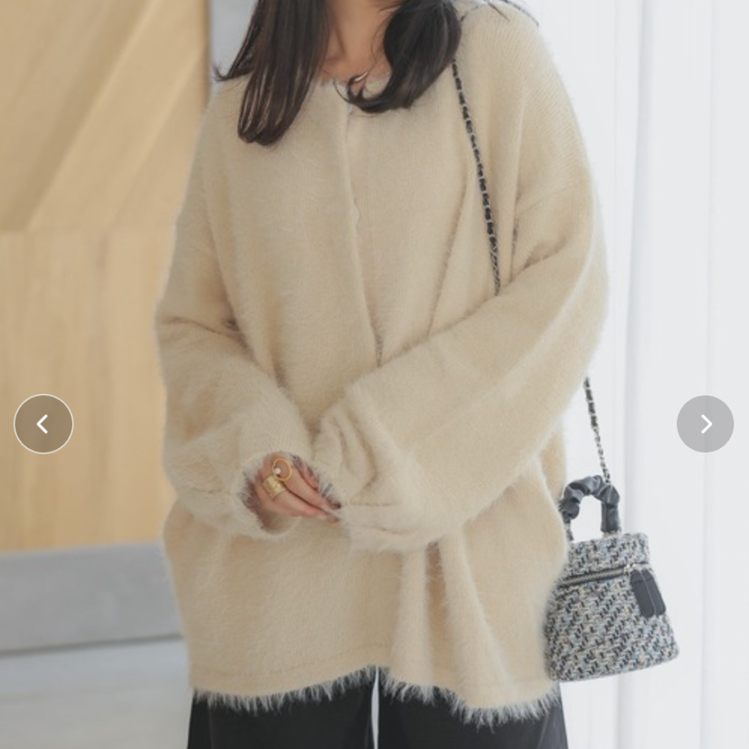 シャギーニットカーディガン -アイボリー- ※10/29〜11/4より順次配送