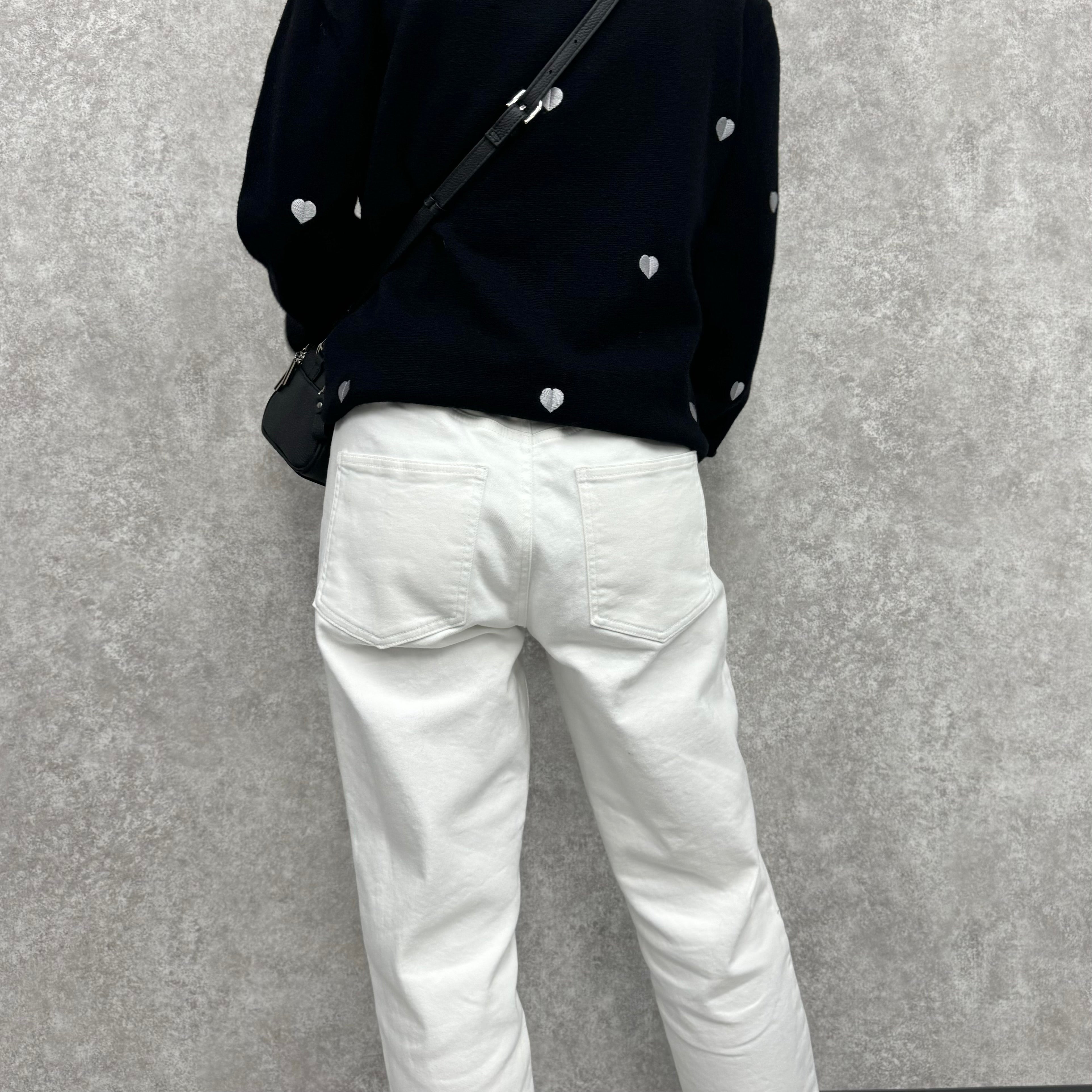 【PRIORITY】デニムパンツ  オフホワイト  裏起毛 38サイズ  ※9月下旬より順次発送予定