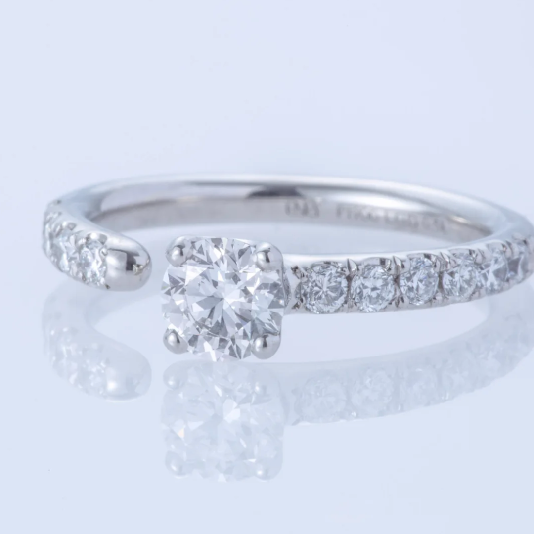 【ENEY】ワン PT900 ラウンド 0.5カラット ハーフエタニティリング ※11月中旬より弊社事務所から発送