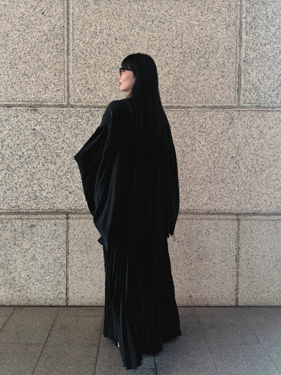 【ASYMM】COCOON FLOW SHIRT -black-