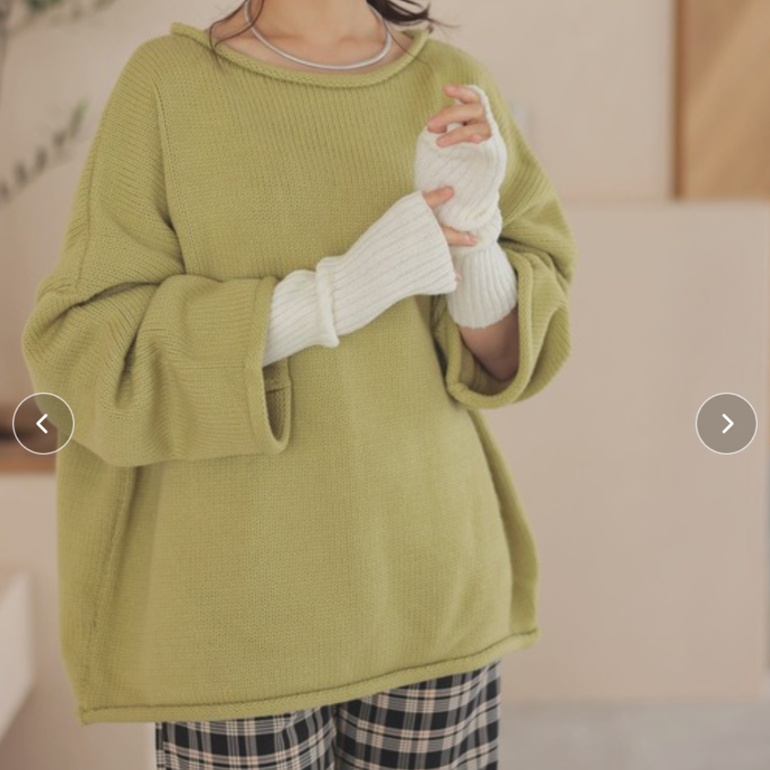 ボートネックオーバーニット -ライトグリーン- ※10/29〜11/4より順次配送