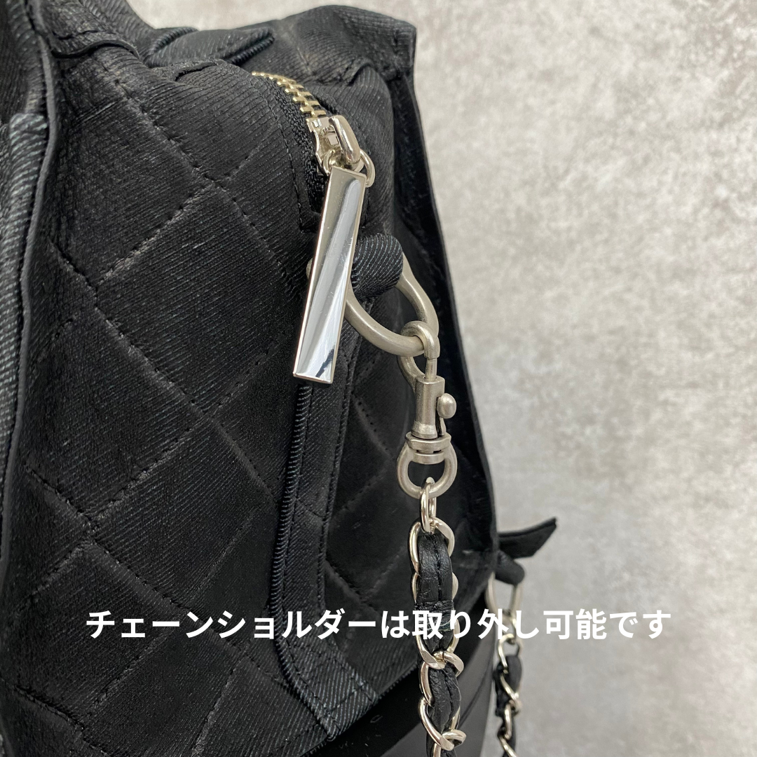 【MUL106-GL】キューブショルダー デニムレザーキルティング(ブラック) ゴールドライン ※10/29〜11/2より弊社事務所から順次発送