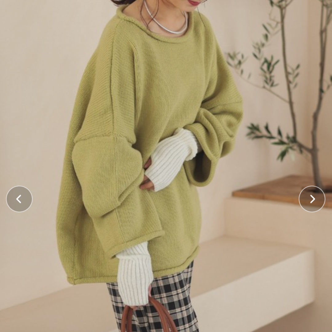 ボートネックオーバーニット -ライトグリーン- ※10/29〜11/4より順次配送