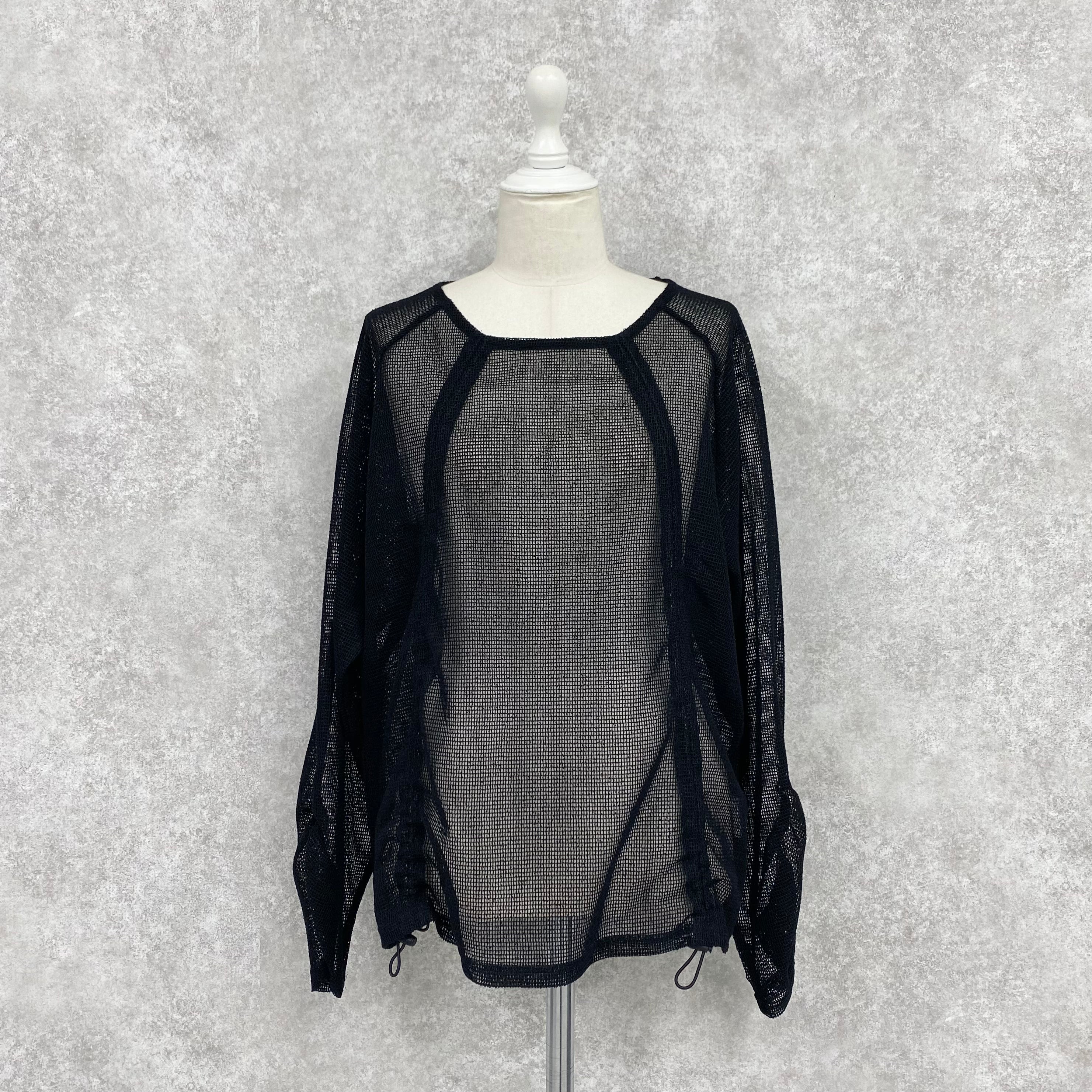 【ASYMM】TWIST LINE MESH TOPS -black-