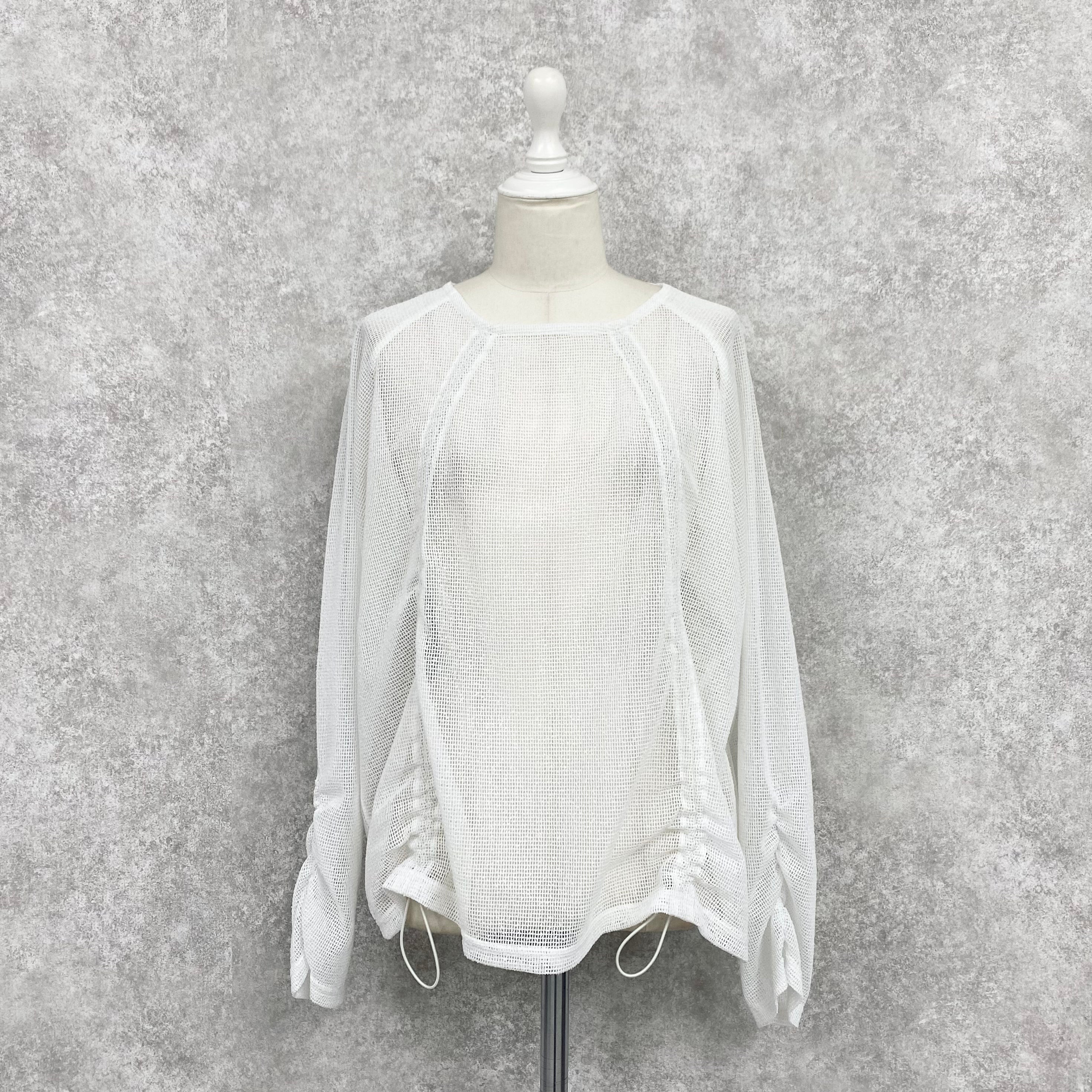 【ASYMM】TWIST LINE MESH TOPS -white-
