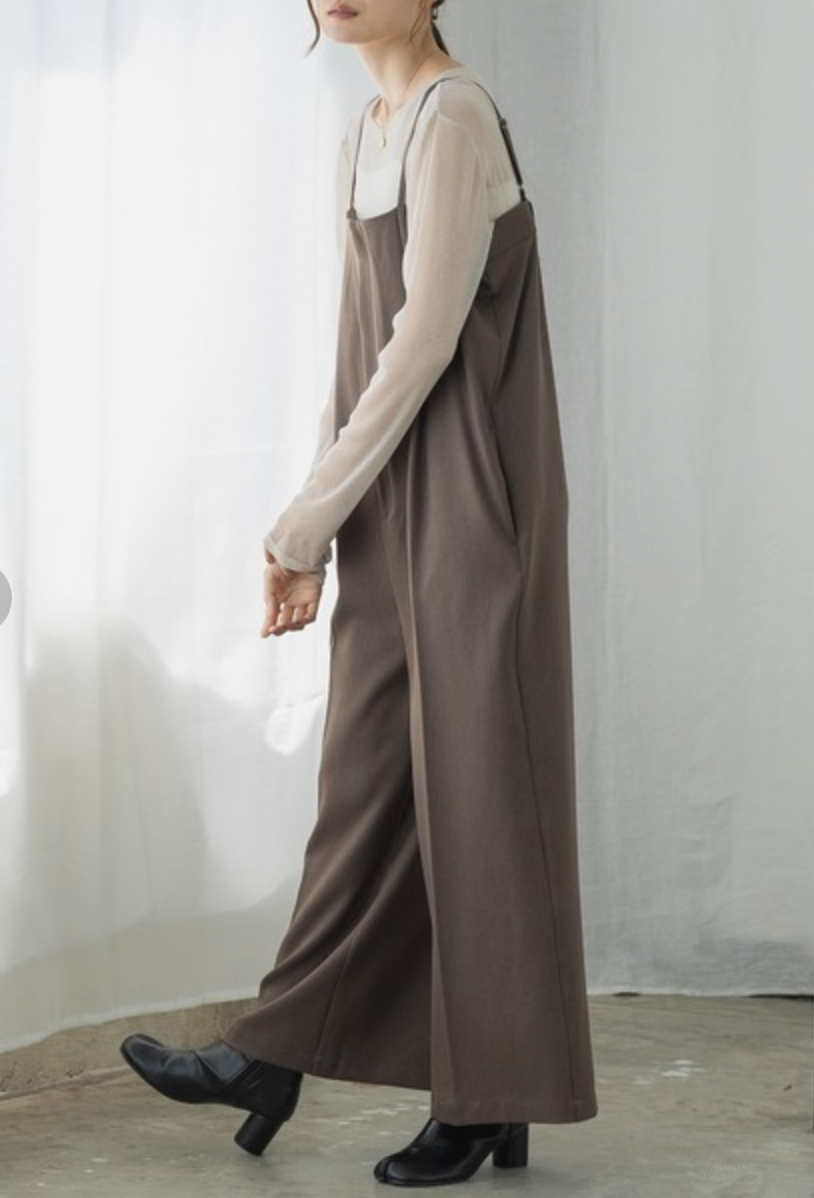 【hunch】サロペットタックパンツ  -ブラウン- ※9月中旬より順次配送予定