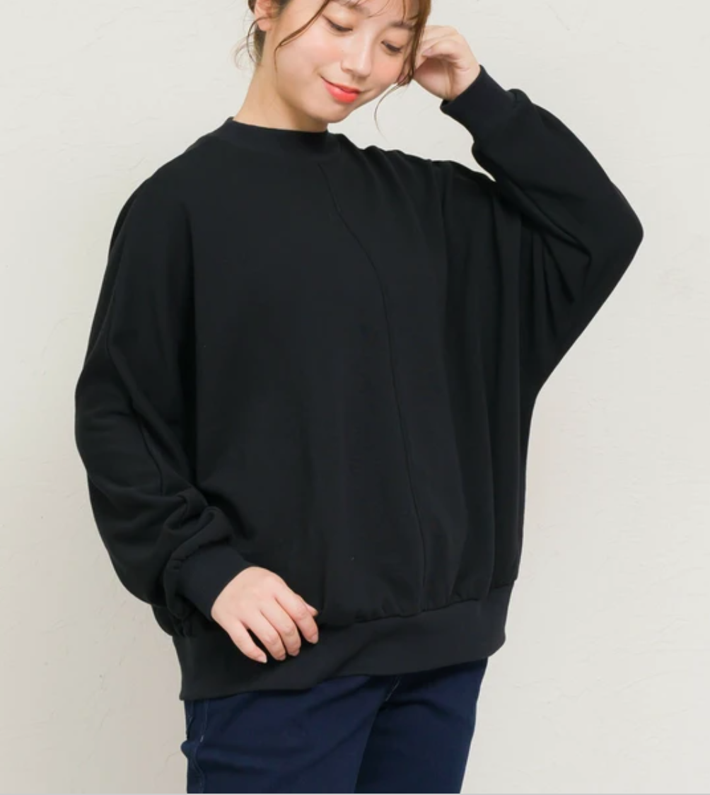 【予約】TC裏毛ドルマンスリーブプルオーバー -ブラック-  ※9月下旬より順次発送