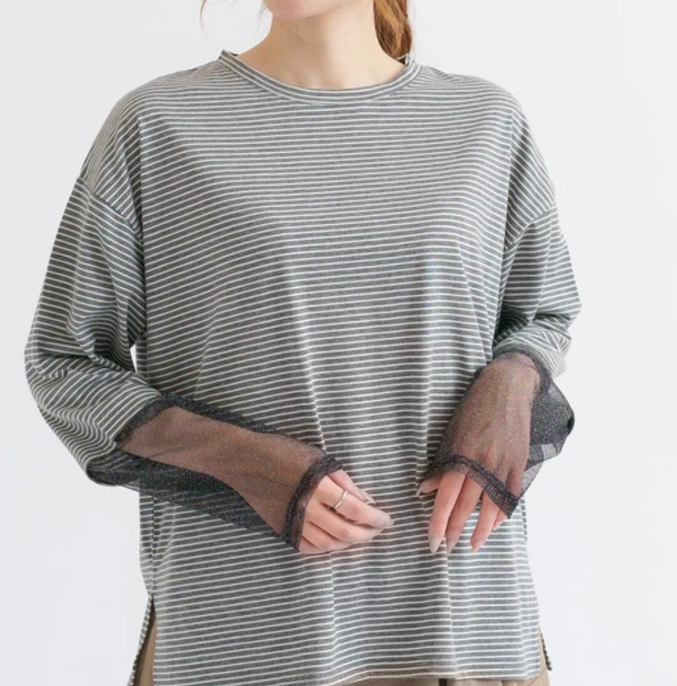 ラメチュール切替PO チャコール×オフホワイト ※9/24〜30より順次発送