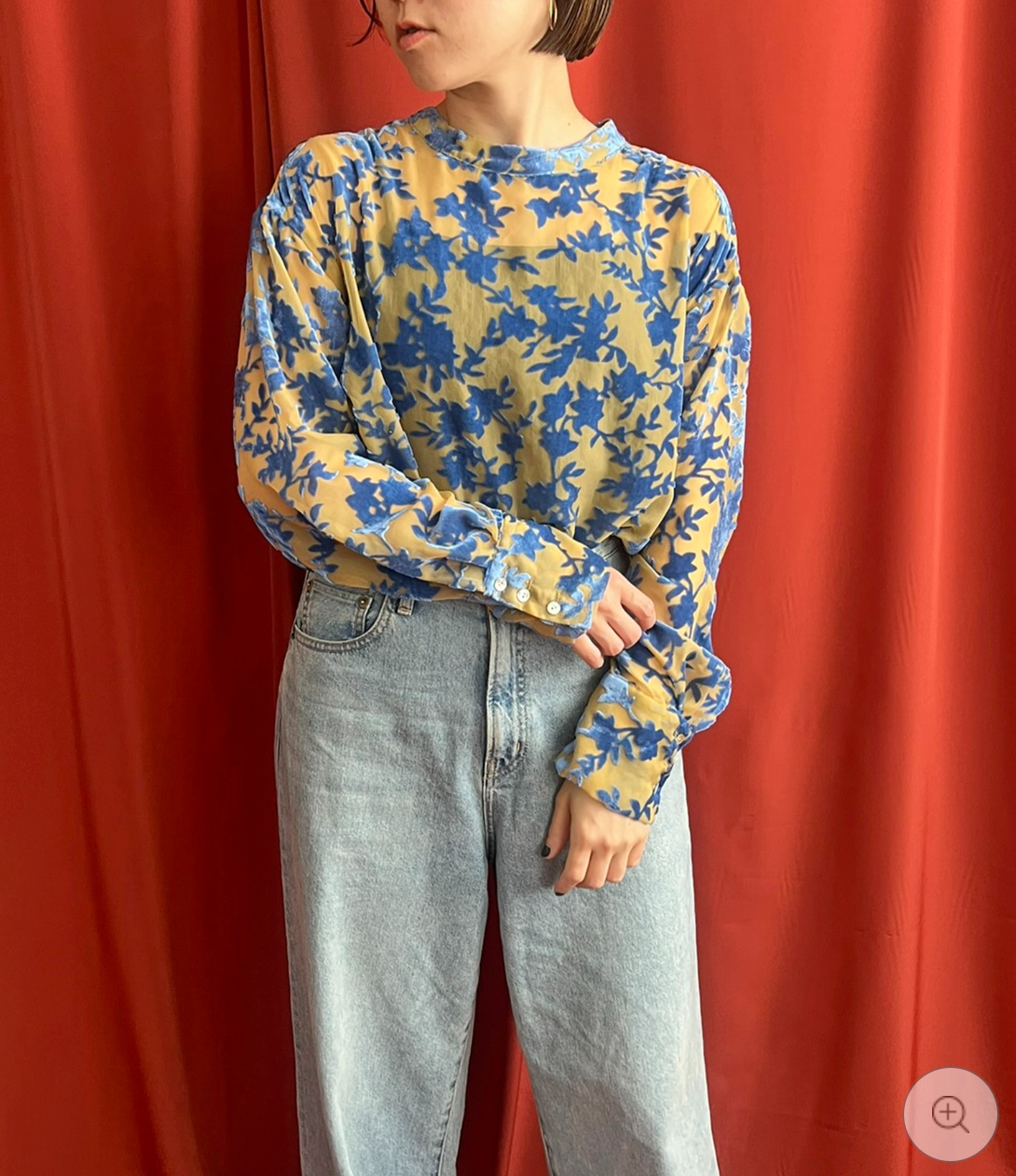 【LHELBIE】シアーベロアブラウス  -イエロー- ※10/22-28頃より順次配送予定