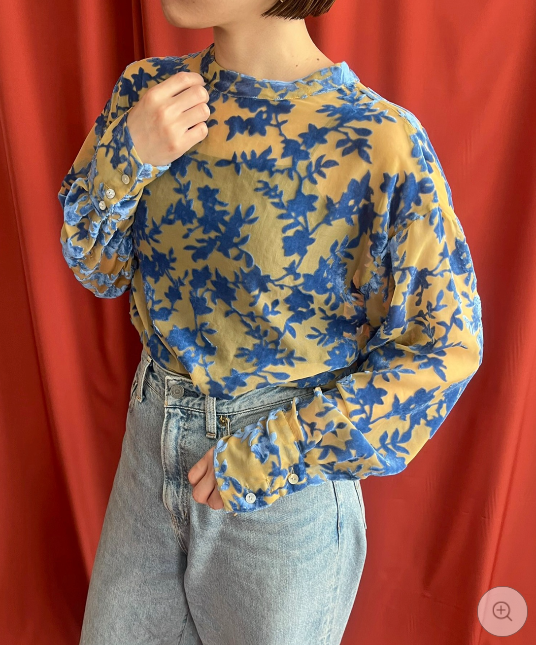 【LHELBIE】シアーベロアブラウス  -イエロー- ※10/22-28頃より順次配送予定