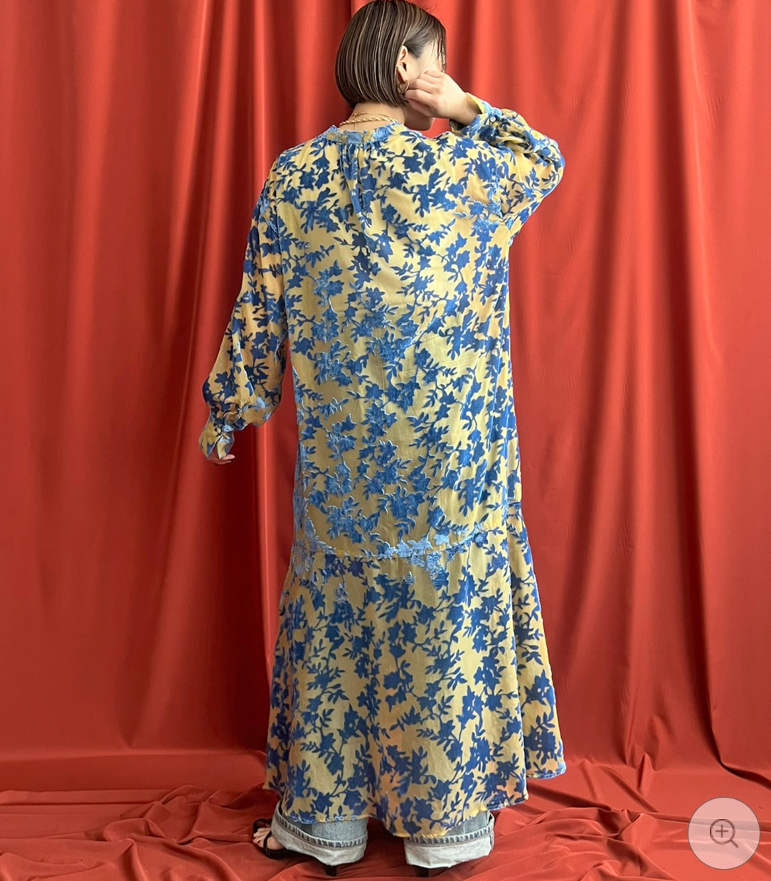 【LHELBIE】シアーベロアワンピース  -イエロー- ※10/22-28頃より順次配送予定