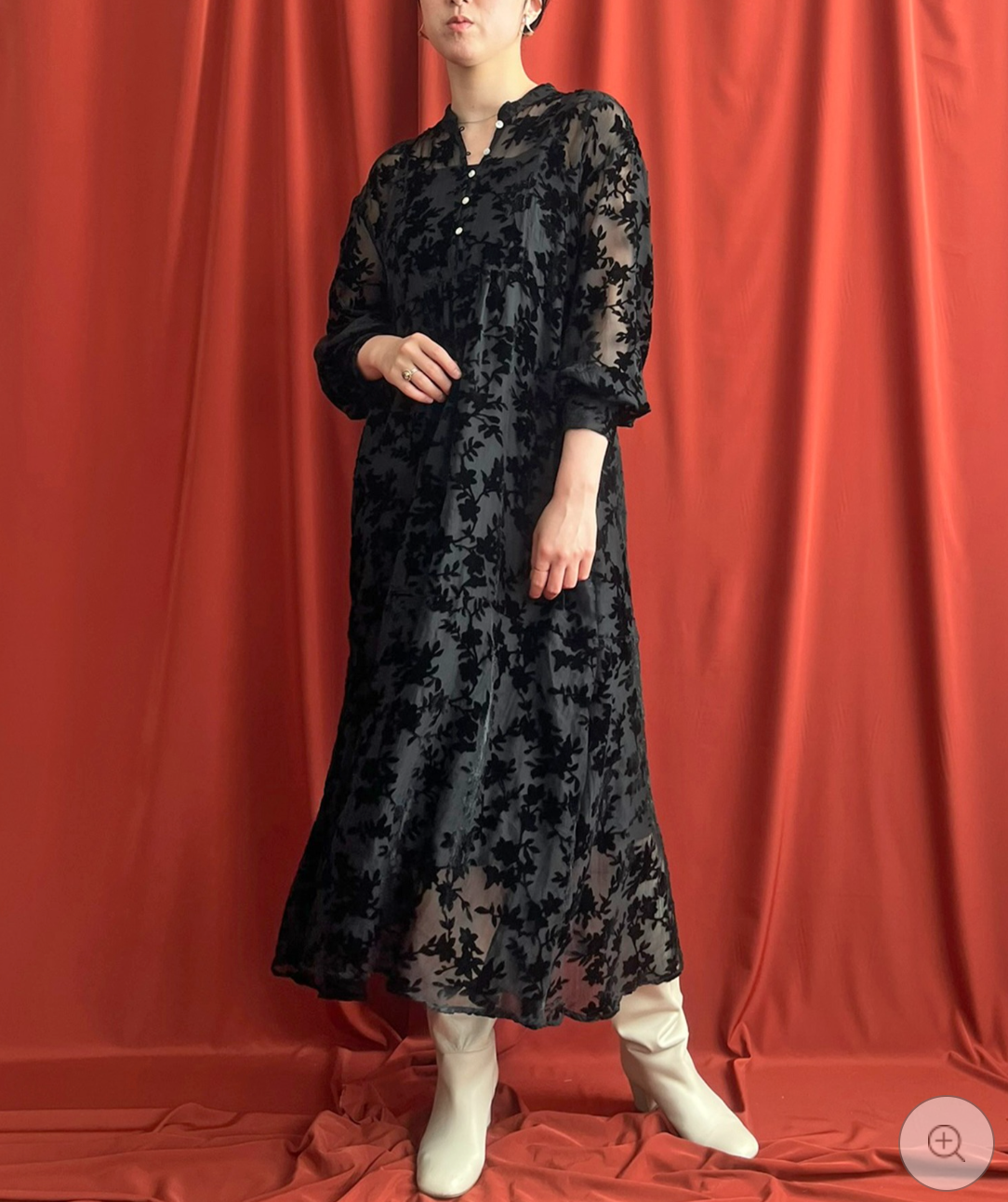 【LHELBIE】シアーベロアワンピース  -ブラック- ※10/22-28頃より順次配送予定