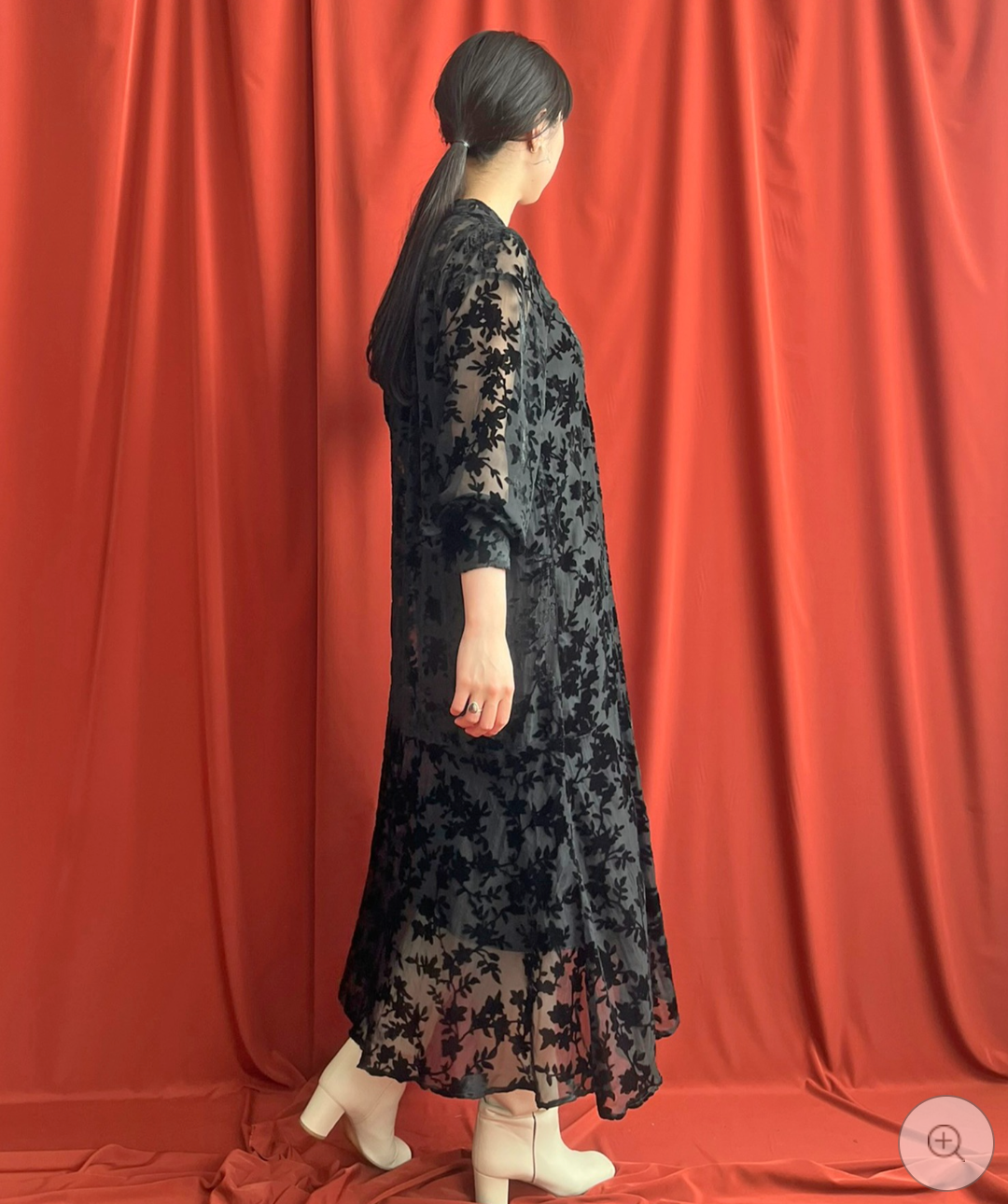 【LHELBIE】シアーベロアワンピース  -ブラック- ※10/22-28頃より順次配送予定