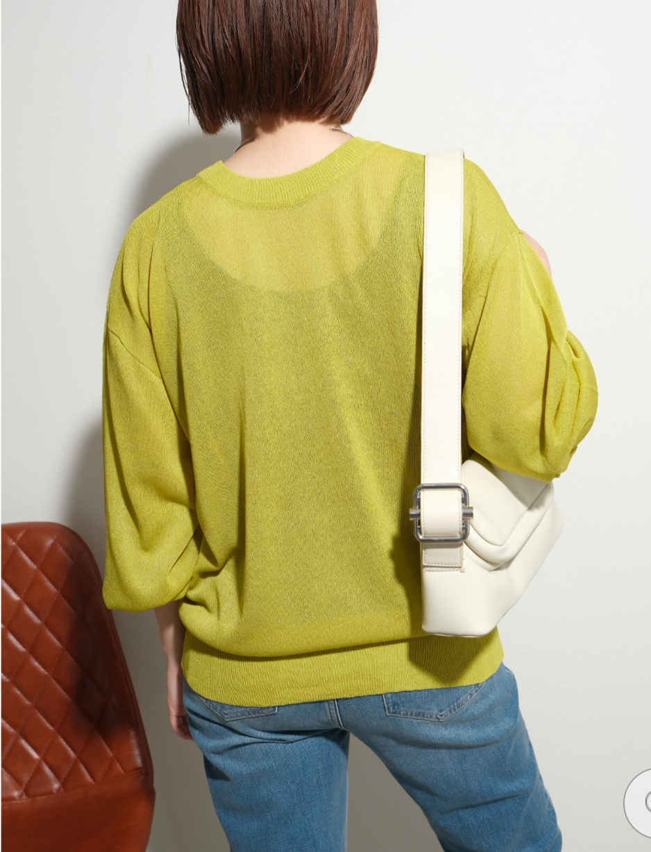 【Palm Riche】シアーロゴニットTOPS  -イエロー- ※10/22-28頃より順次配送予定