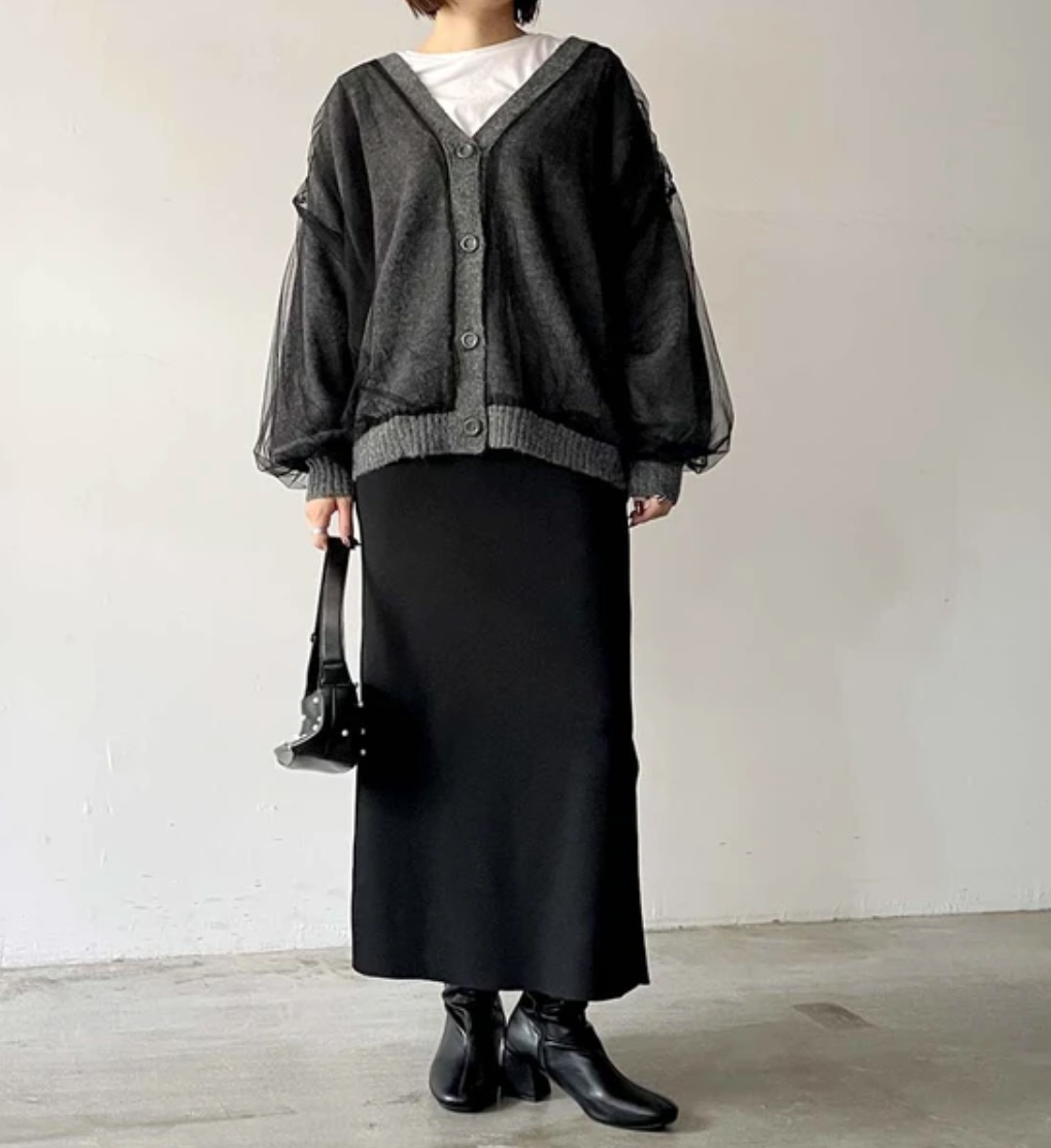 アルパカタッチドッキングカーディガン -チャコール- ※11/4~11/11頃より順次発送予定