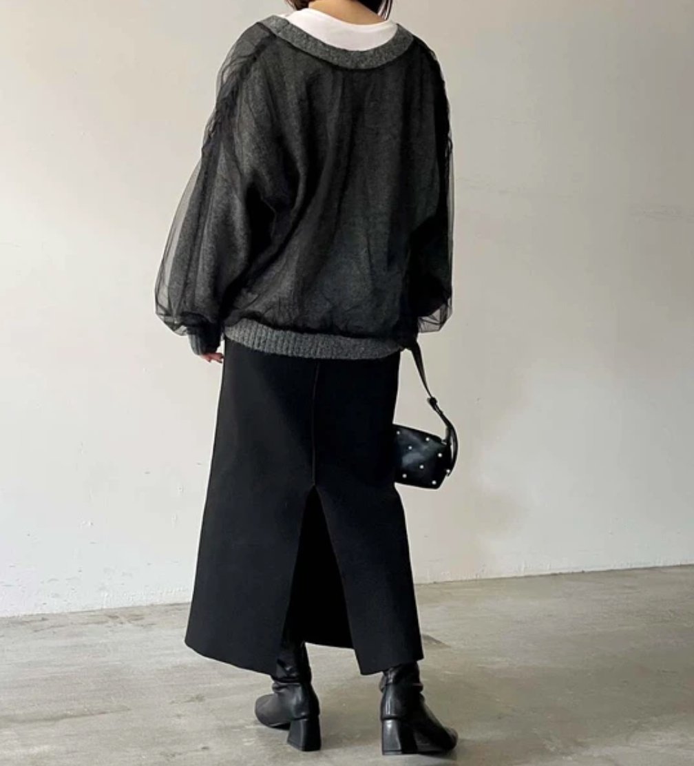 アルパカタッチドッキングカーディガン -チャコール- ※11/4~11/11頃より順次発送予定