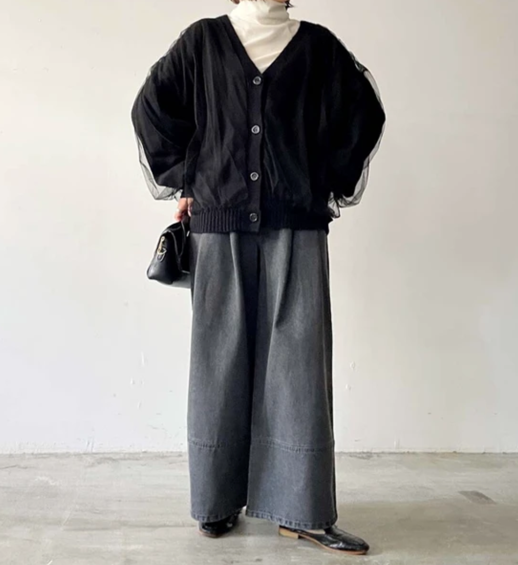 アルパカタッチドッキングカーディガン -ブラック- ※11/4~11/11頃より順次発送予定