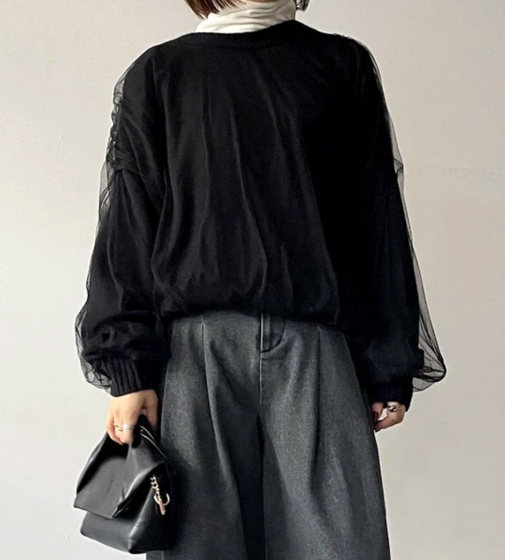 アルパカタッチドッキングカーディガン -ブラック- ※11/4~11/11頃より順次発送予定