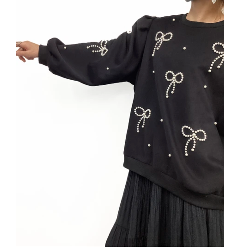 パールリボンスウェット ブラック ※12/13~19頃より順次発送