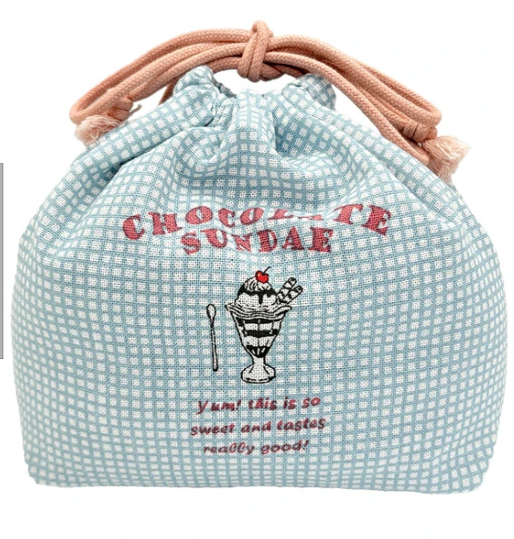 yummy sundae ランチ巾着 -ブルー- ※7/16~22迄に順次発送予定