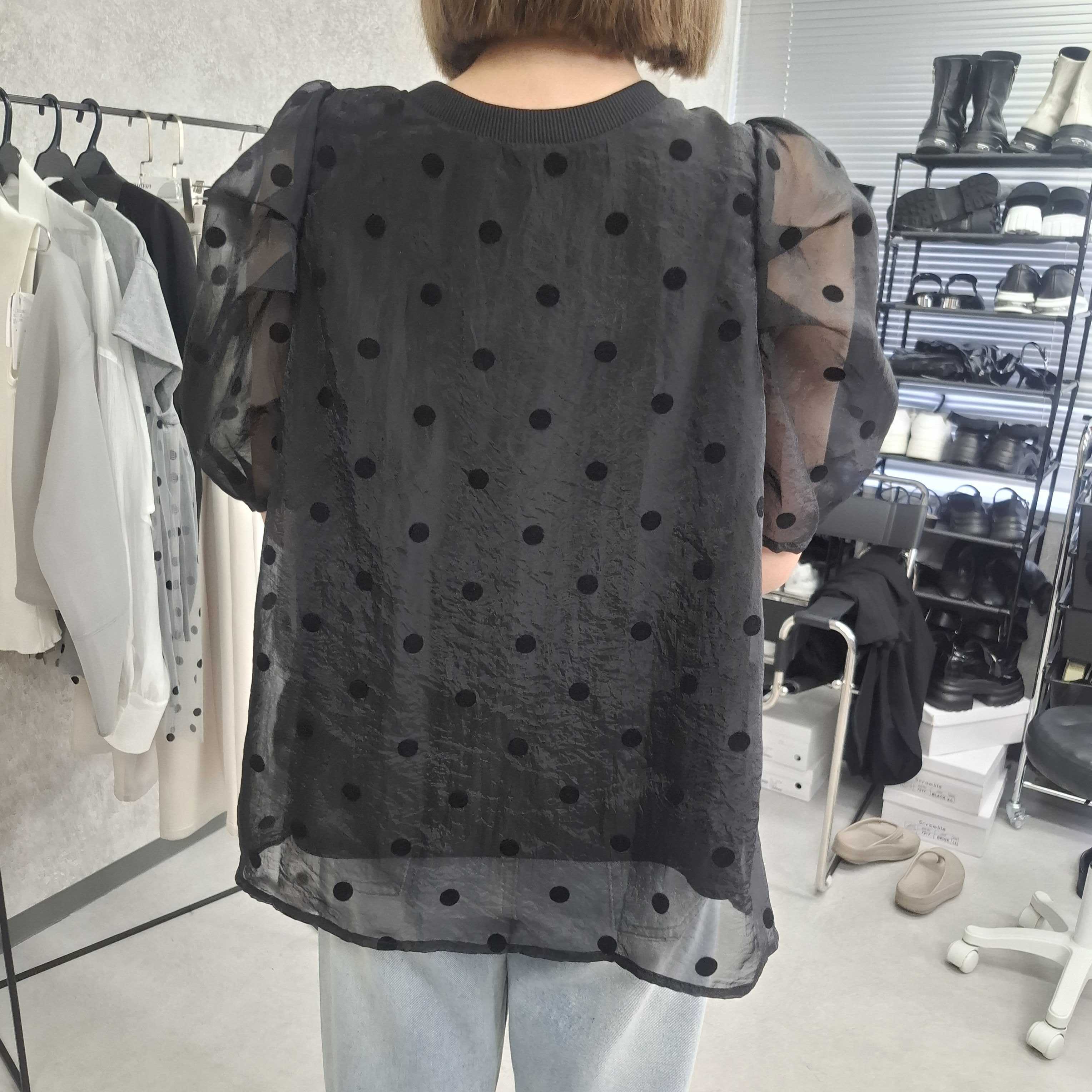 フロッキードットトップス -ブラック- ※7/9-15迄に順次発送予定