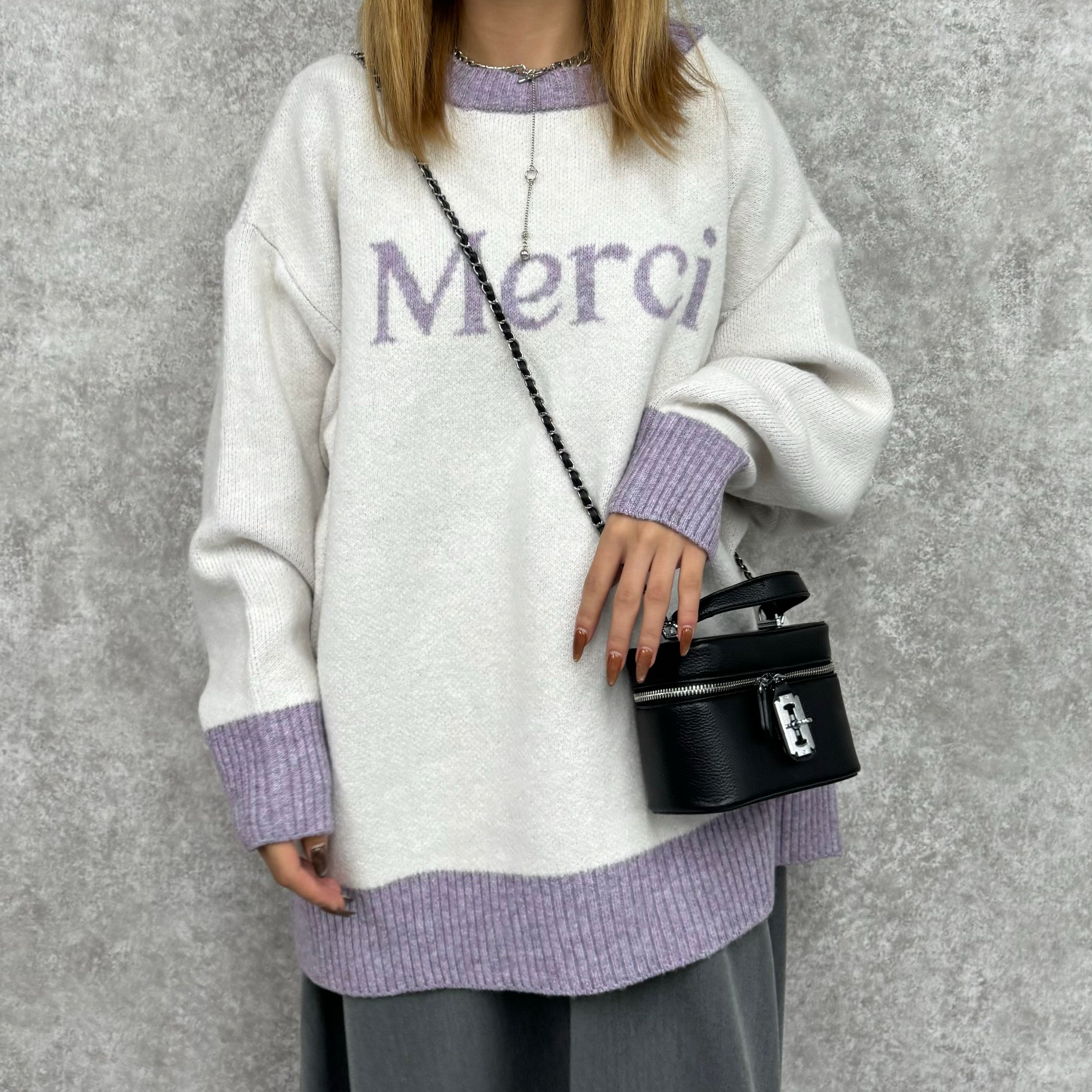 Merci オーバーサイズニット -オフホワイト-  ※3/26~4/1迄に順次配送予定