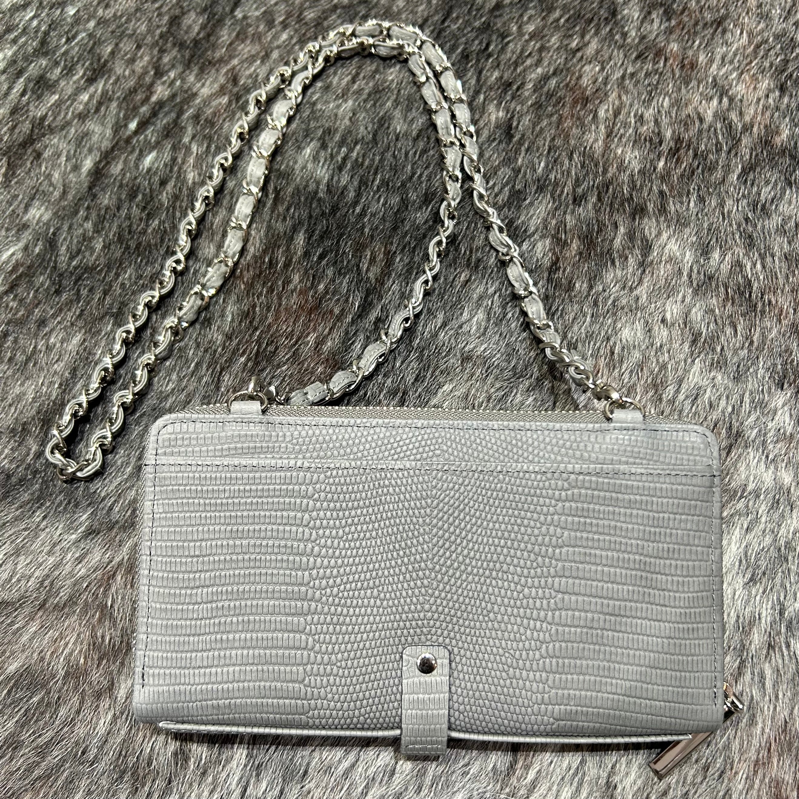 ⚠️予約【M.U.L.】 ウォレットショルダー シボ型押  アイスグレー- ※R7. 6月末納品予定