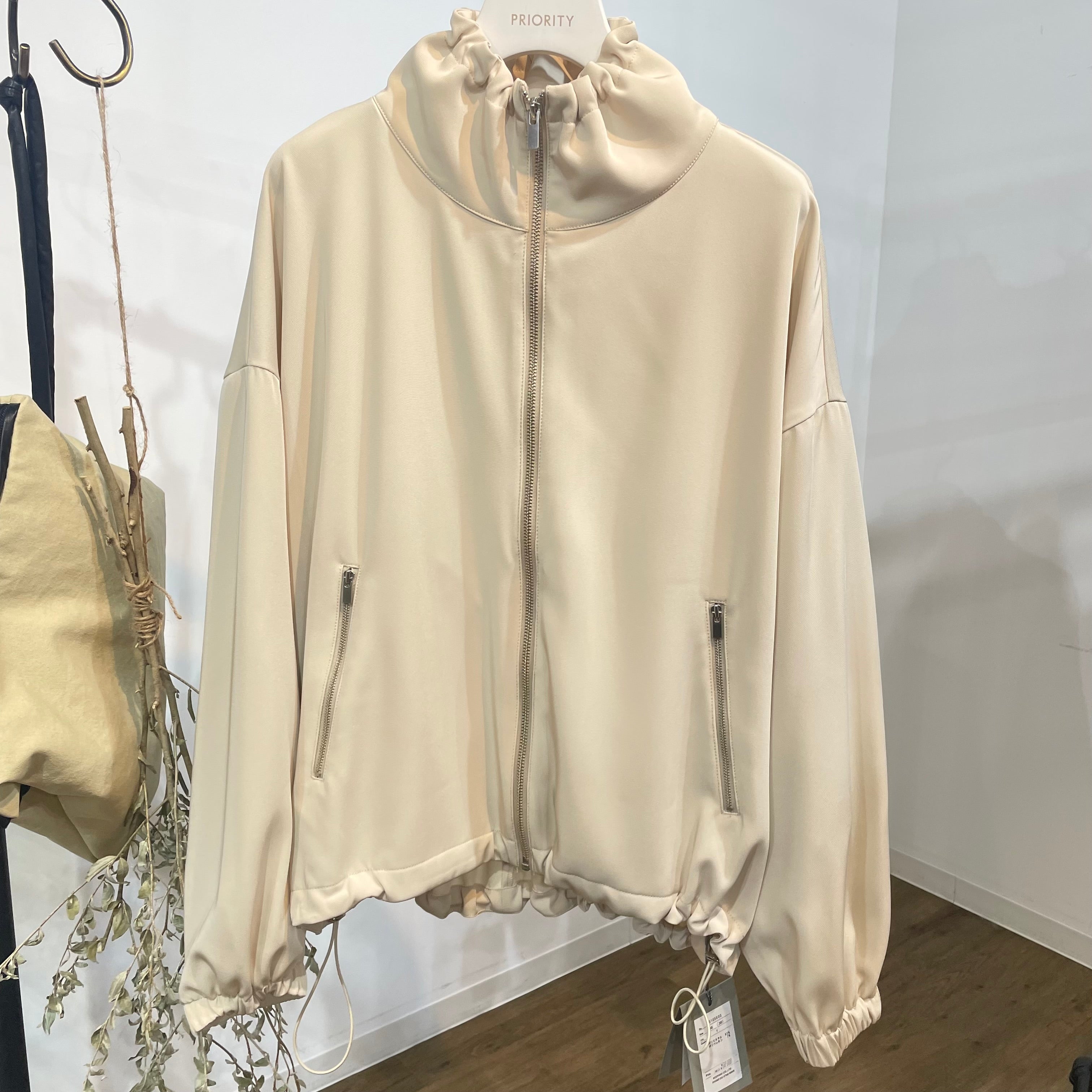 【予約】【PRIORITY】大人テロン素材ジャケット アイボリー  ※2月上旬より順次発送