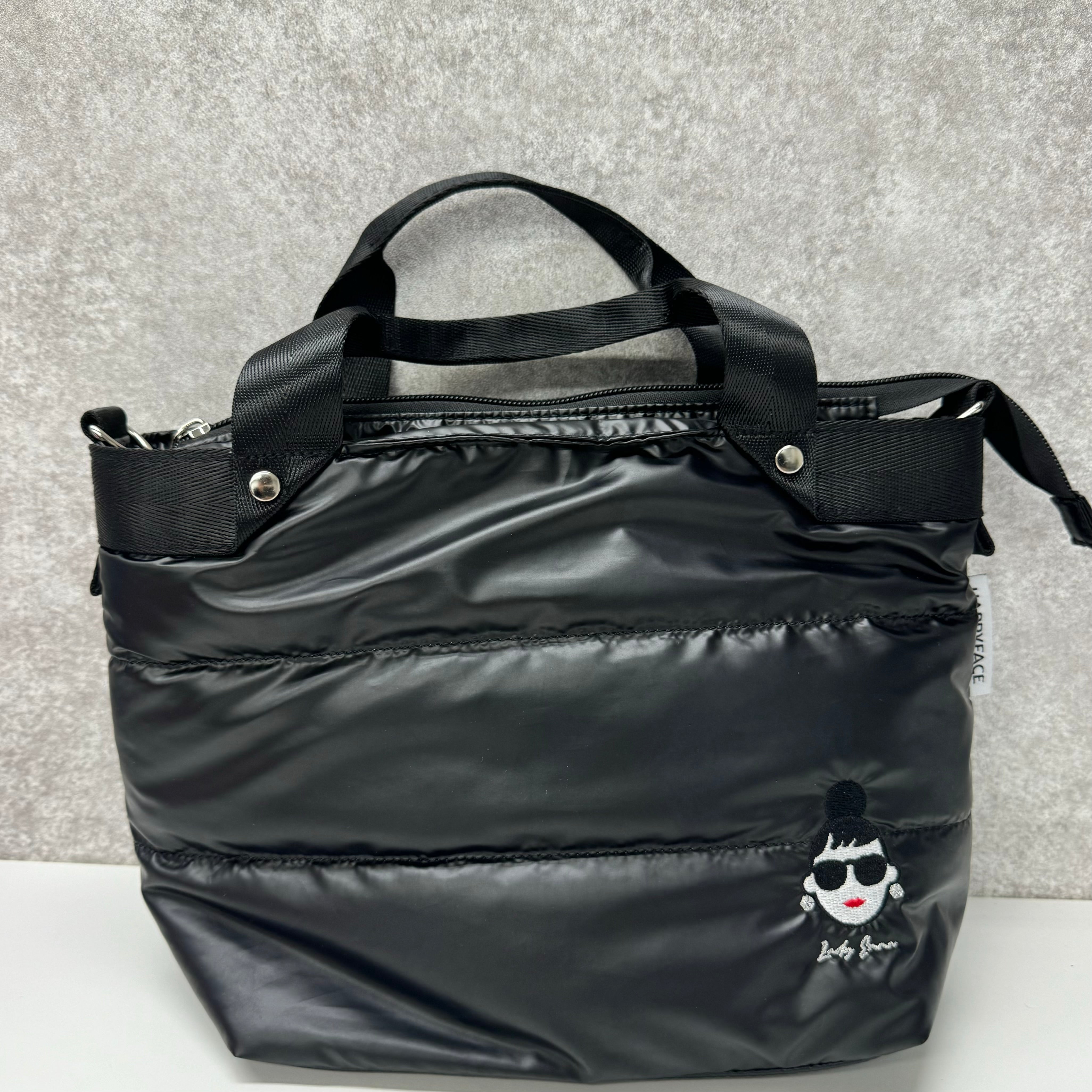 【HAPPYFACE】EMMA顔刺繡 ボンディング2WAY ブラック ※3/19~3/25迄に順次配送予定