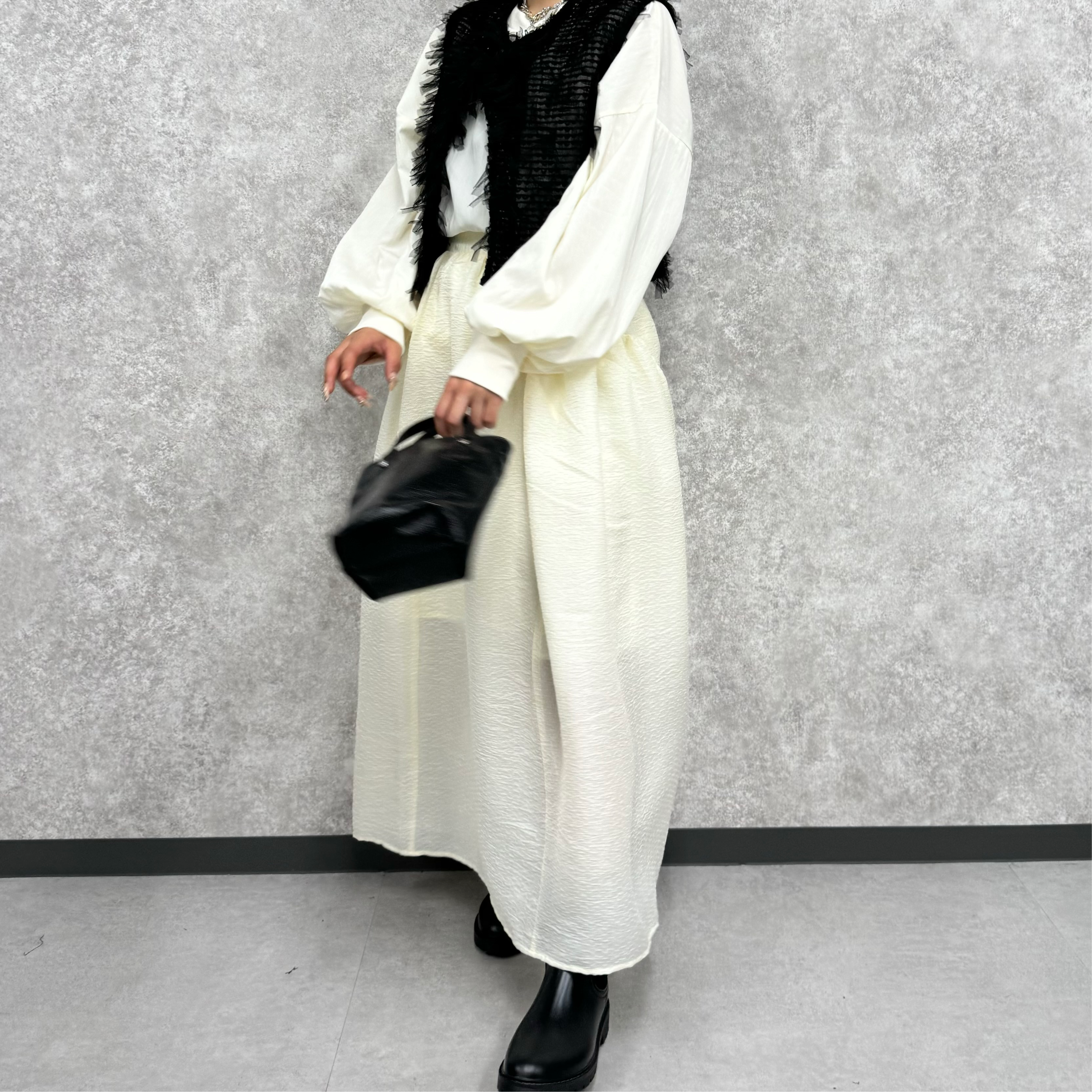 シアーサイドボリュームスカート -アイボリー-   ※9/10〜16より順次発送予定