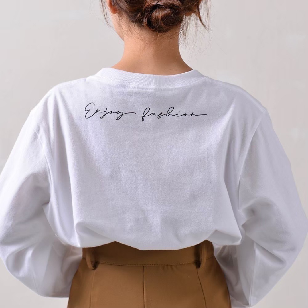 【予約】【HAPPYFACE】EMMA ワンポイント長袖Tシャツ -ホワイト- ※10月末納品予定