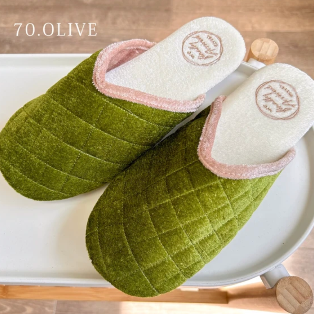 バイカラールームスリッパ -オリーブ- ※10/28~11/2頃より順次配送予定