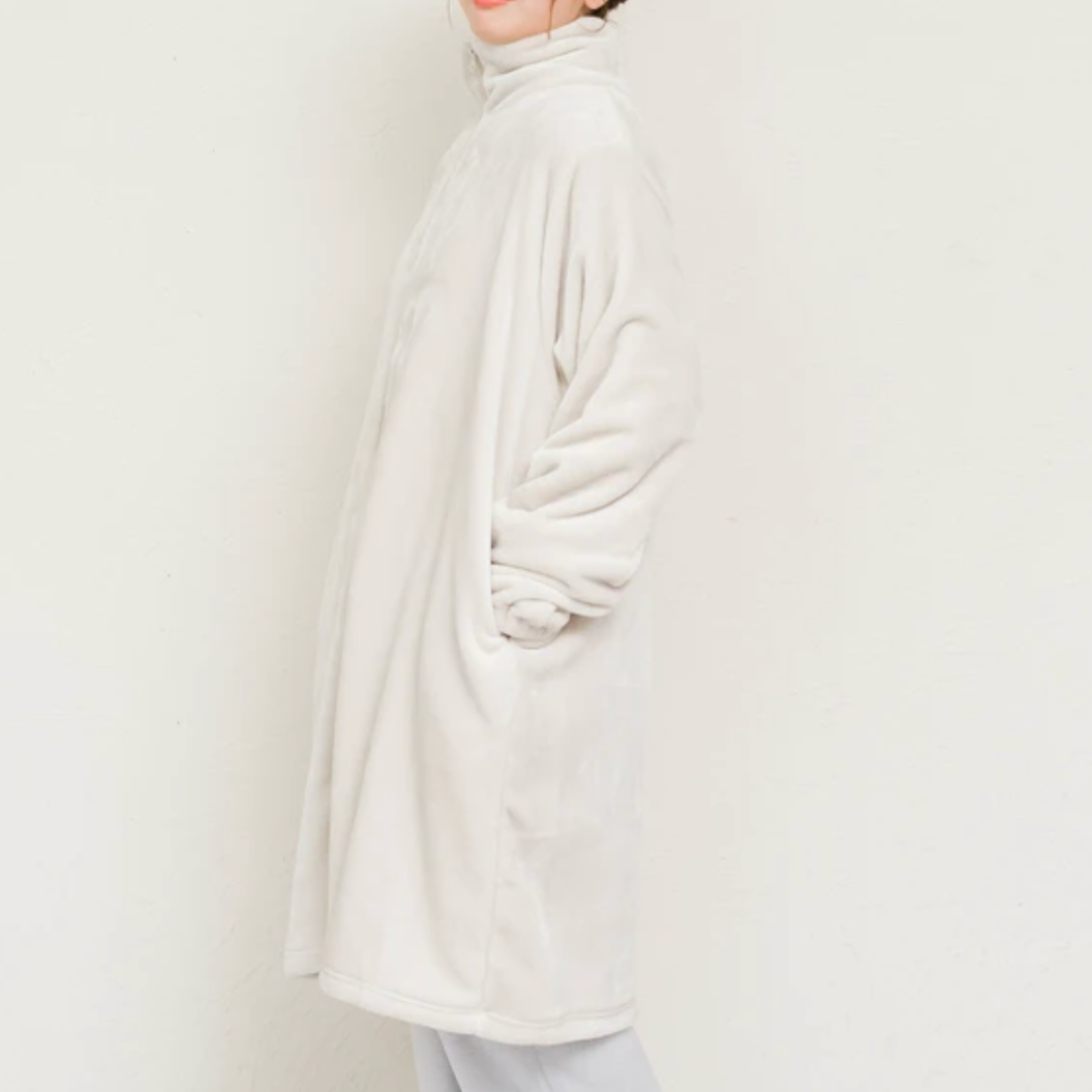 ニューマイヤー指穴付きジップアップローブ -アイボリー- ※11/4-11頃より順次配送予定