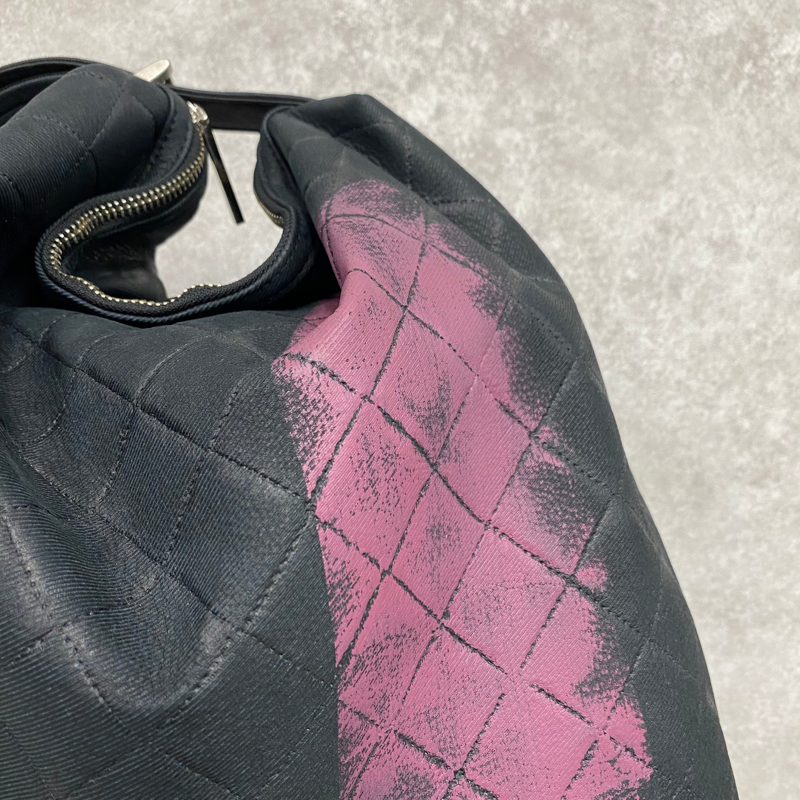 【MUL095-PK】ドロップ2way M デニムレザーキルティング型押し ピンクライン ※10/29〜11/2より順次配送