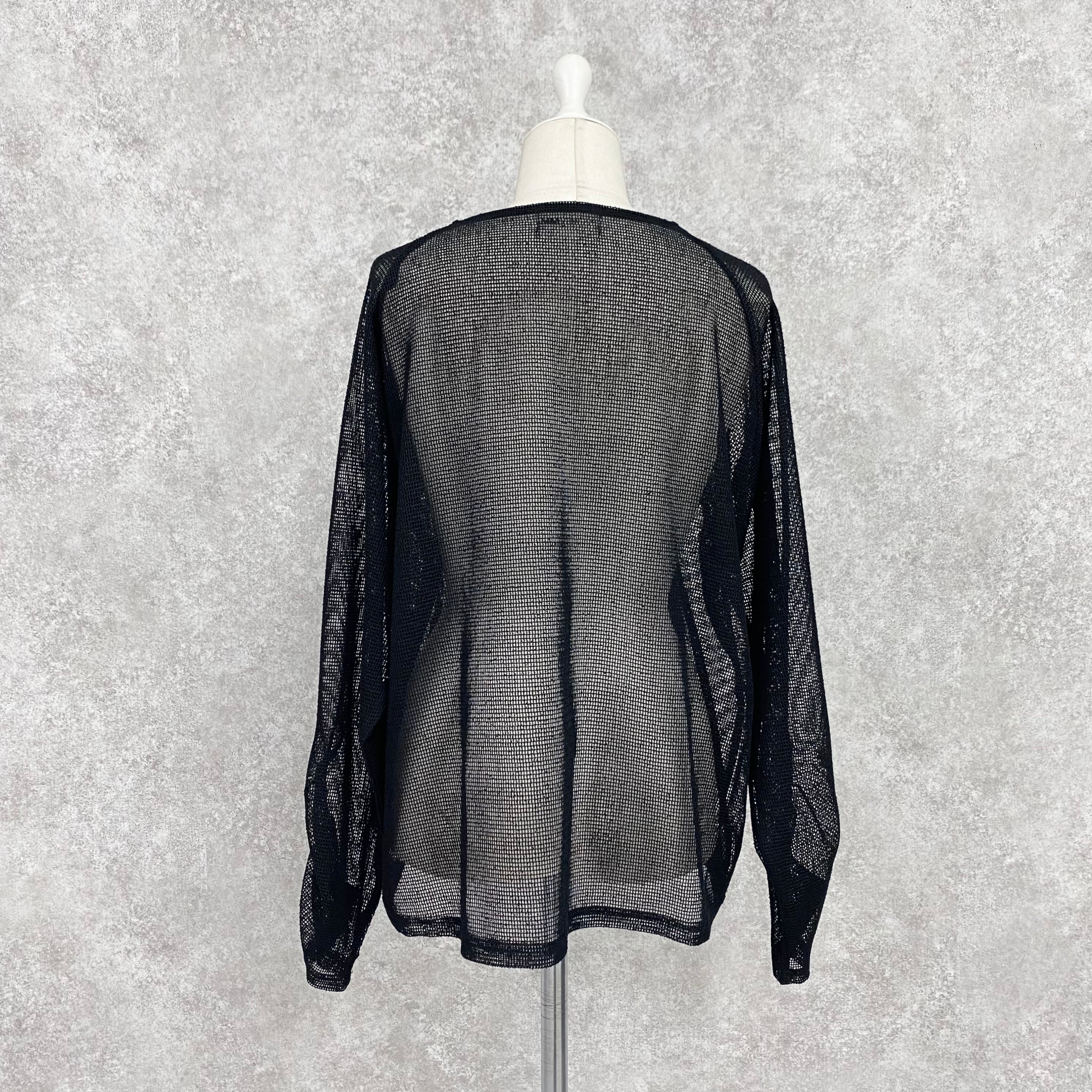 【ASYMM】TWIST LINE MESH TOPS -black-