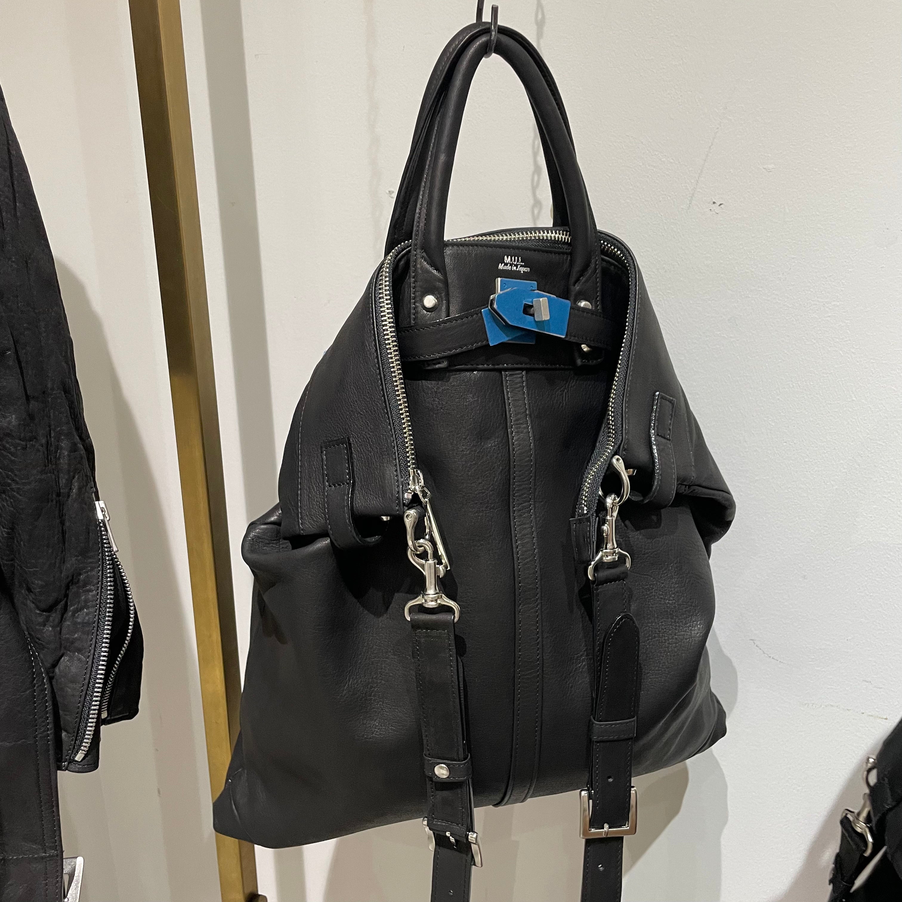 【M.U.L.】ヘルメットバッグL   ブラック ソフトダメージオイルレザー  ※4/22~26順次発送予定